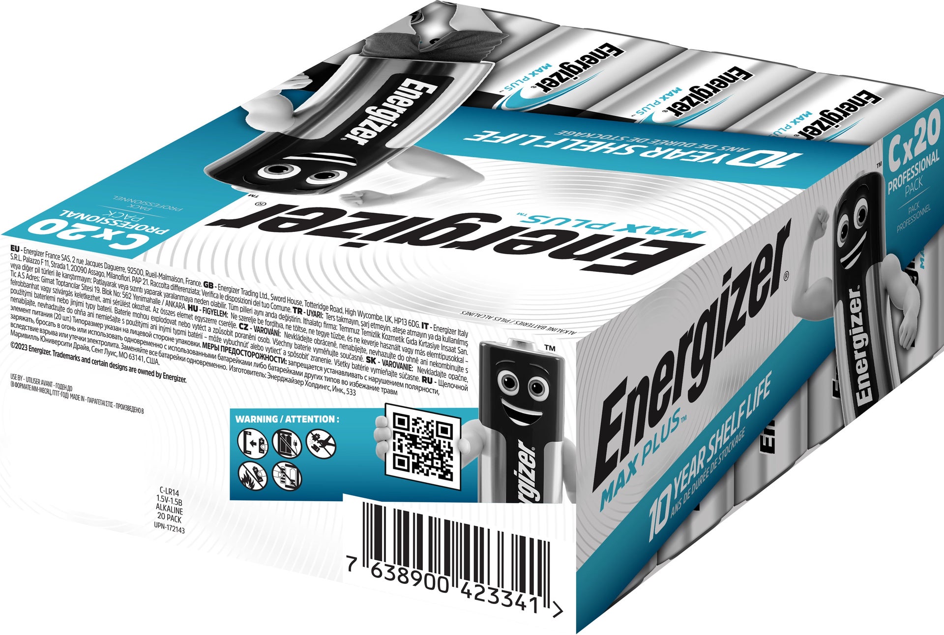 [8558876] Batteri Max Plus Alkaliskt C LR14 Energizer 20-pack