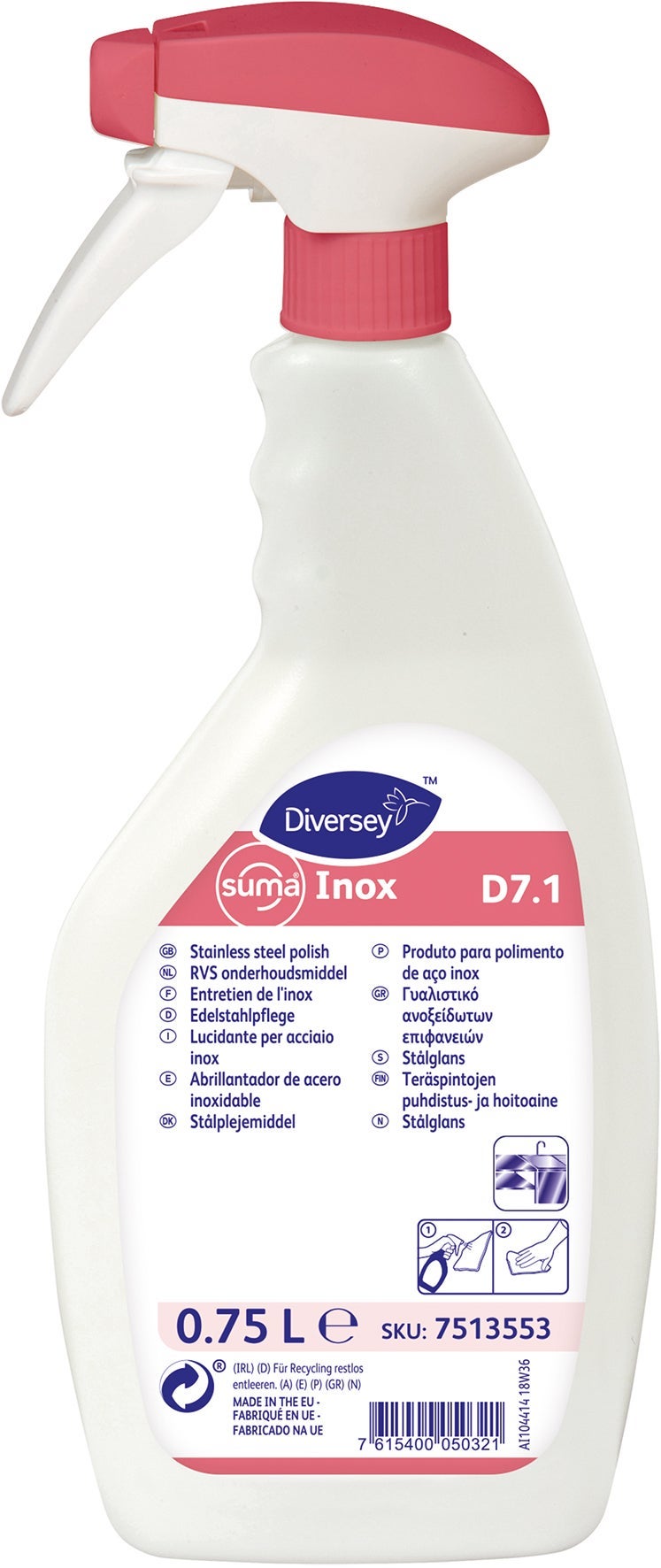 [8551023] Rengöringsmedel Suma Inox stålglans/rengöring 750 ml