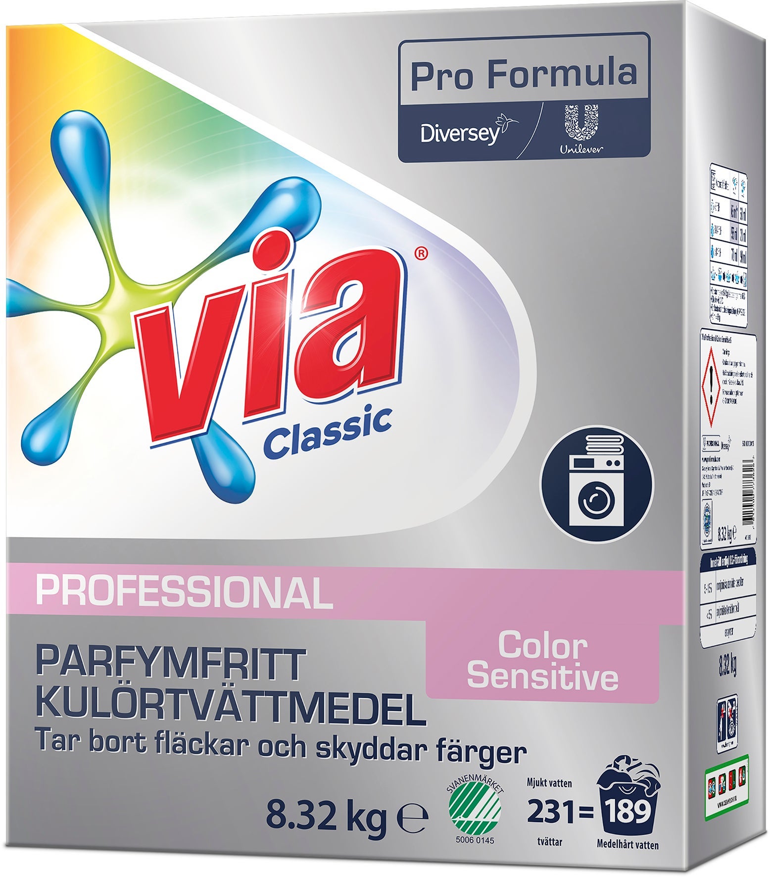 [8556121] Tvättmedel Via Professional Color Sensitive+ 8,32 kg