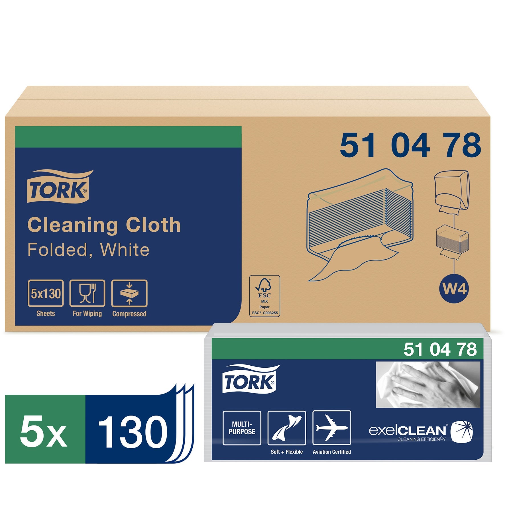 [8550438] Rengöringsduk Tork Mjuk W4, 130x5st/fpk