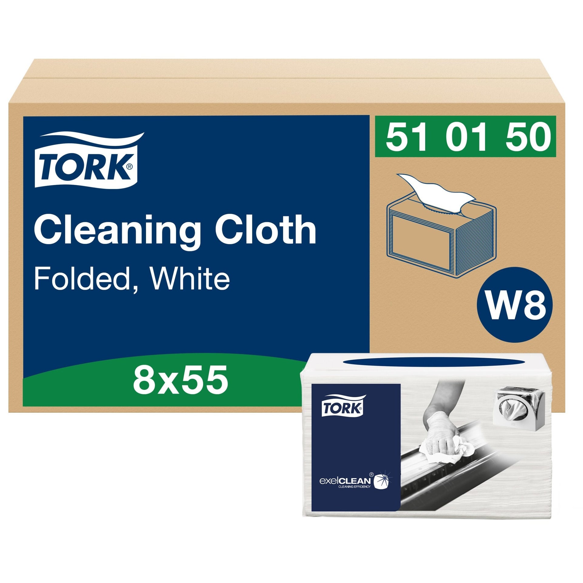 [8558138] Rengöringsduk Tork vit W8 55st
