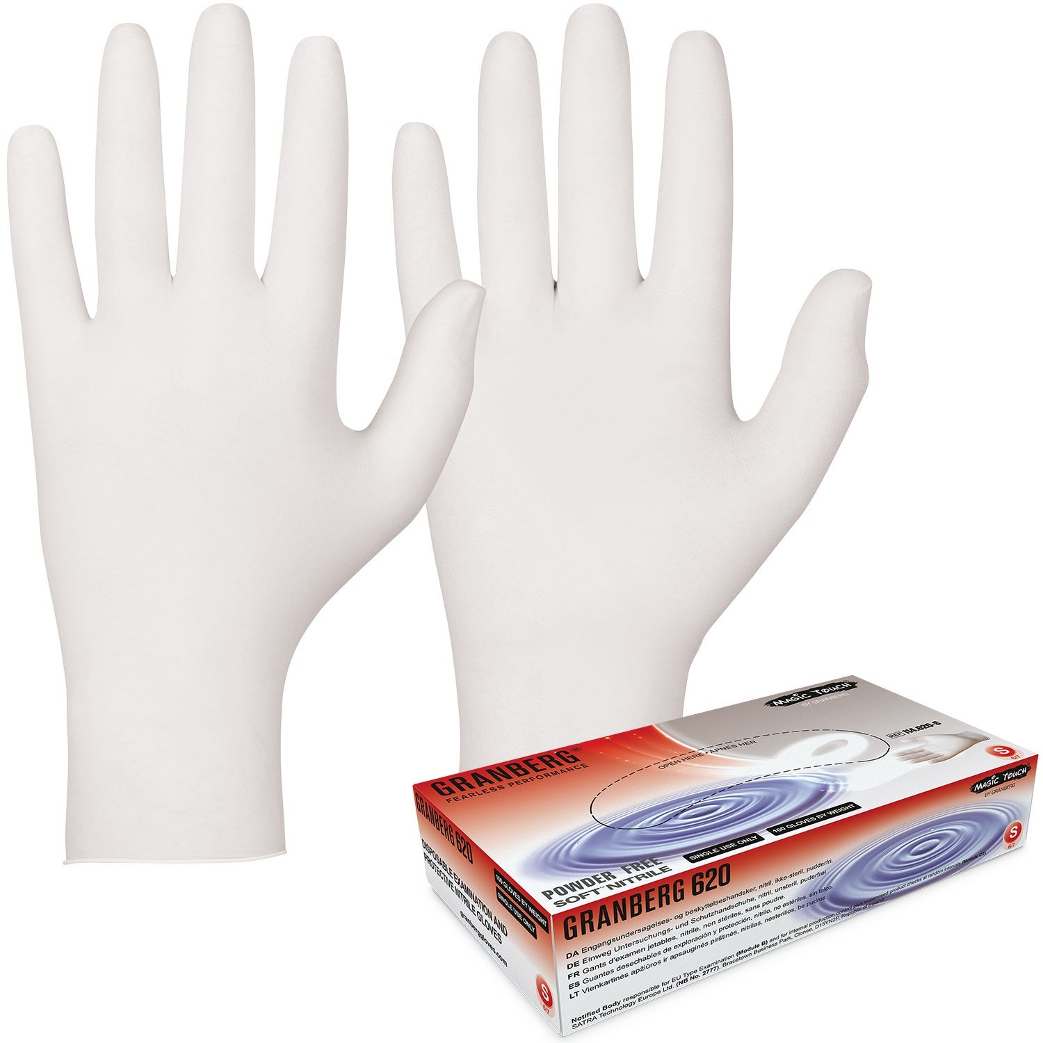 [8558415] Engångshandskar Magic Touch® puderfria vit nitril Storlek M 100 st/fp