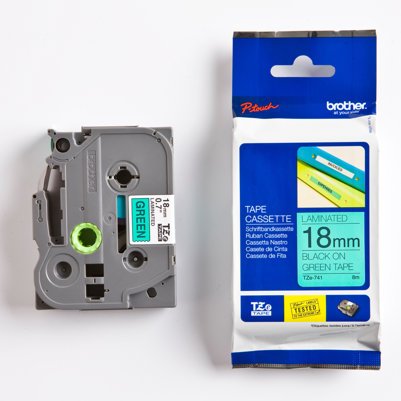 [8557193] Märkband TZe741 18mm sva/grö