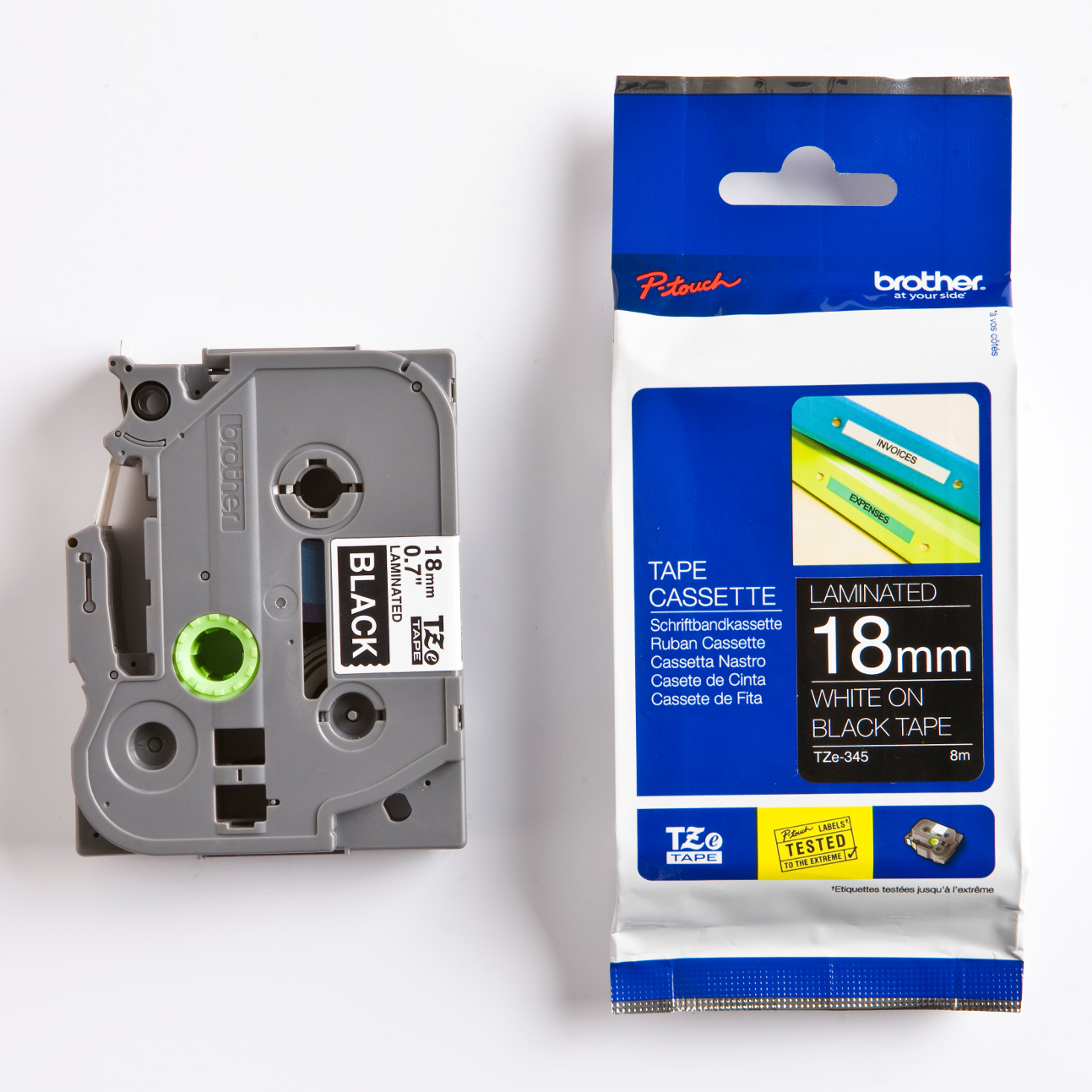 [8557200] Märkband TZe345 18mm vit/sva