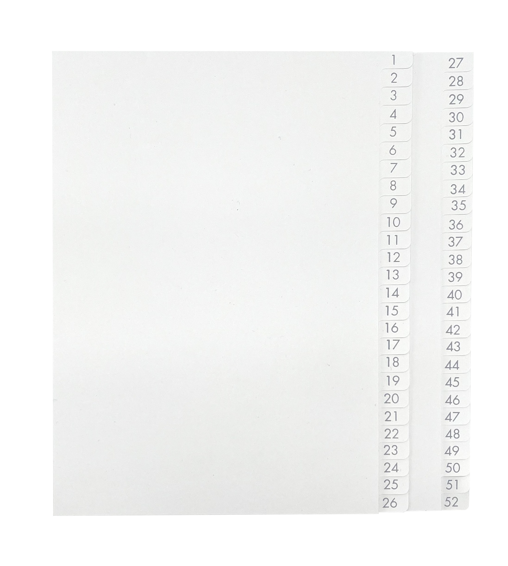 [EEHANNE008] Pärmregister A5 1-52 vita med grått tryck 10st/fp