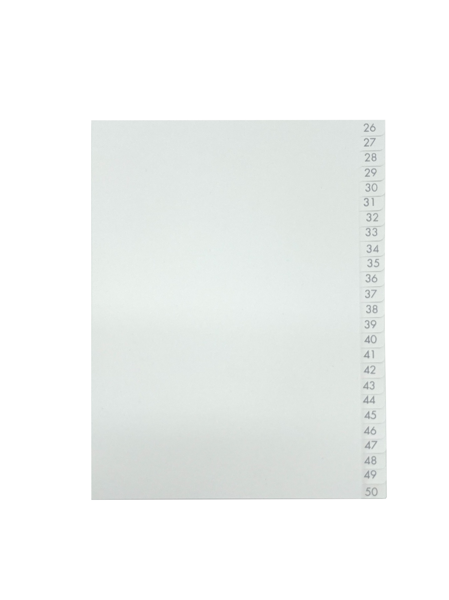 [EEHANNE010] Pärmregister A5 26-50 vita med grått tryck 25st/fp