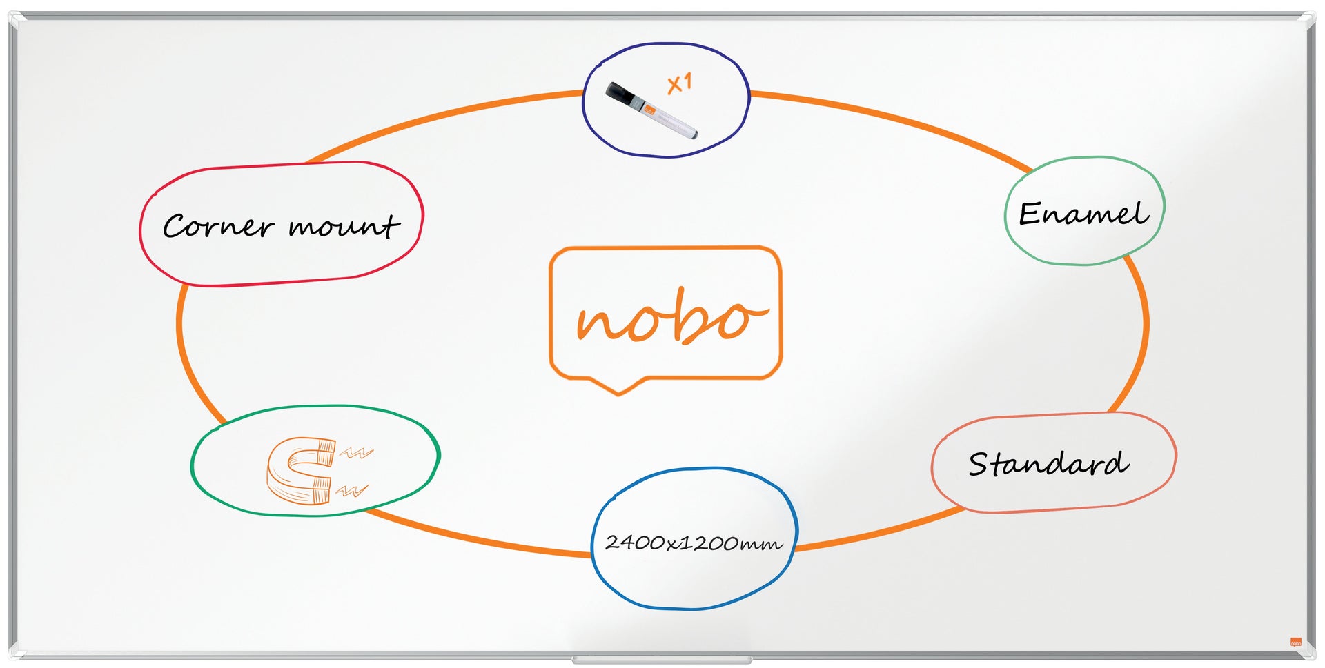 [8562489] Whiteboard Premium Plus Emalj 2400 x 1200 mm