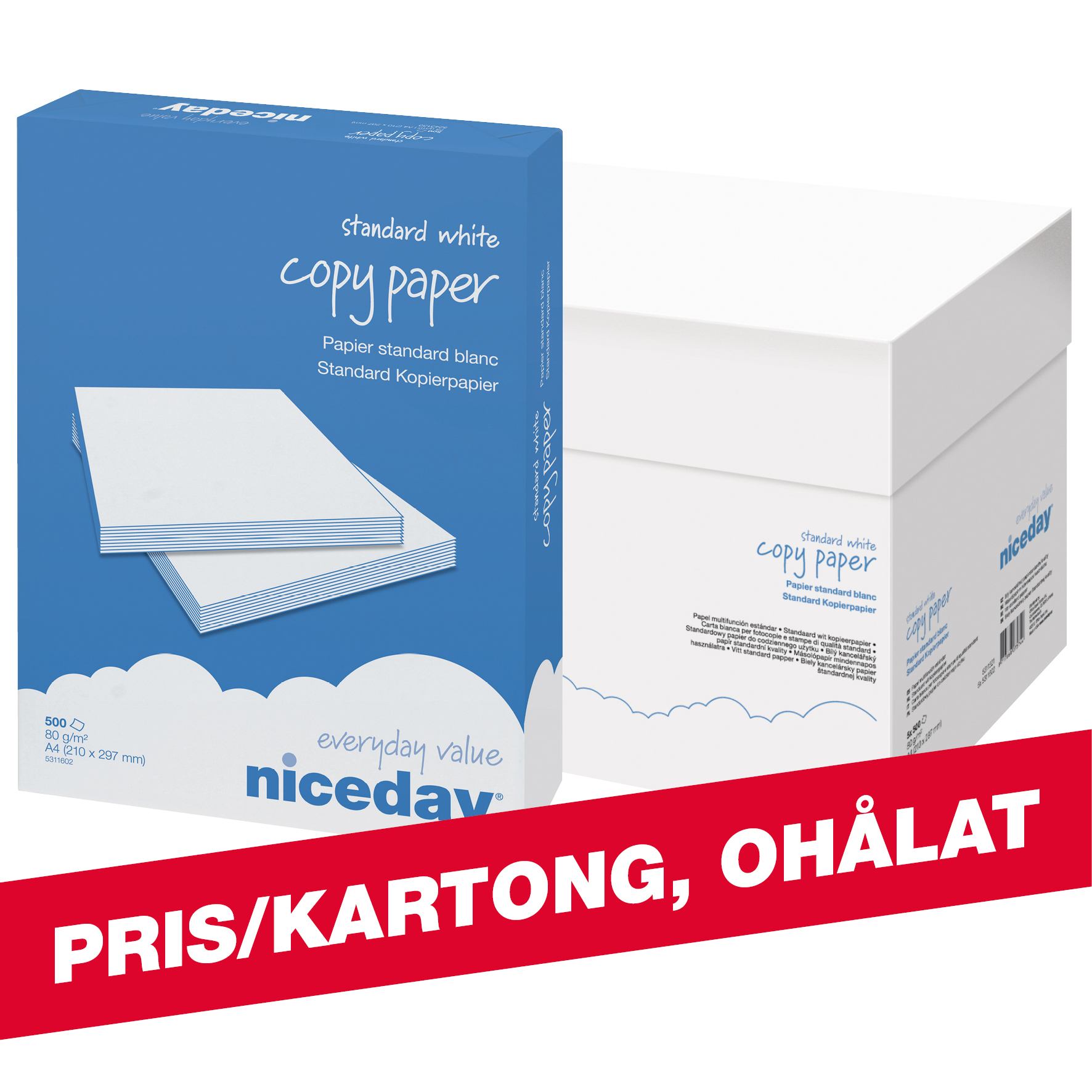 [1049164] Kopieringspapper 80g A4 Ohålat 500/fp