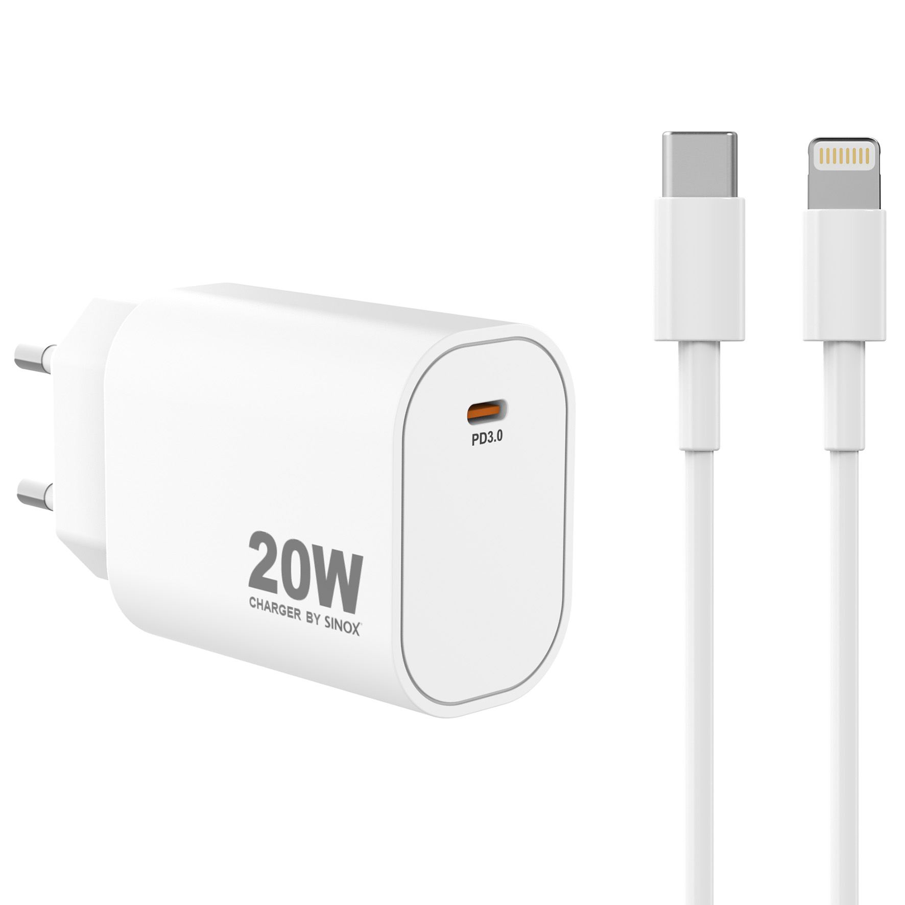 [8565272] Laddare USB-C 20W + kabel med Lighning uttag
