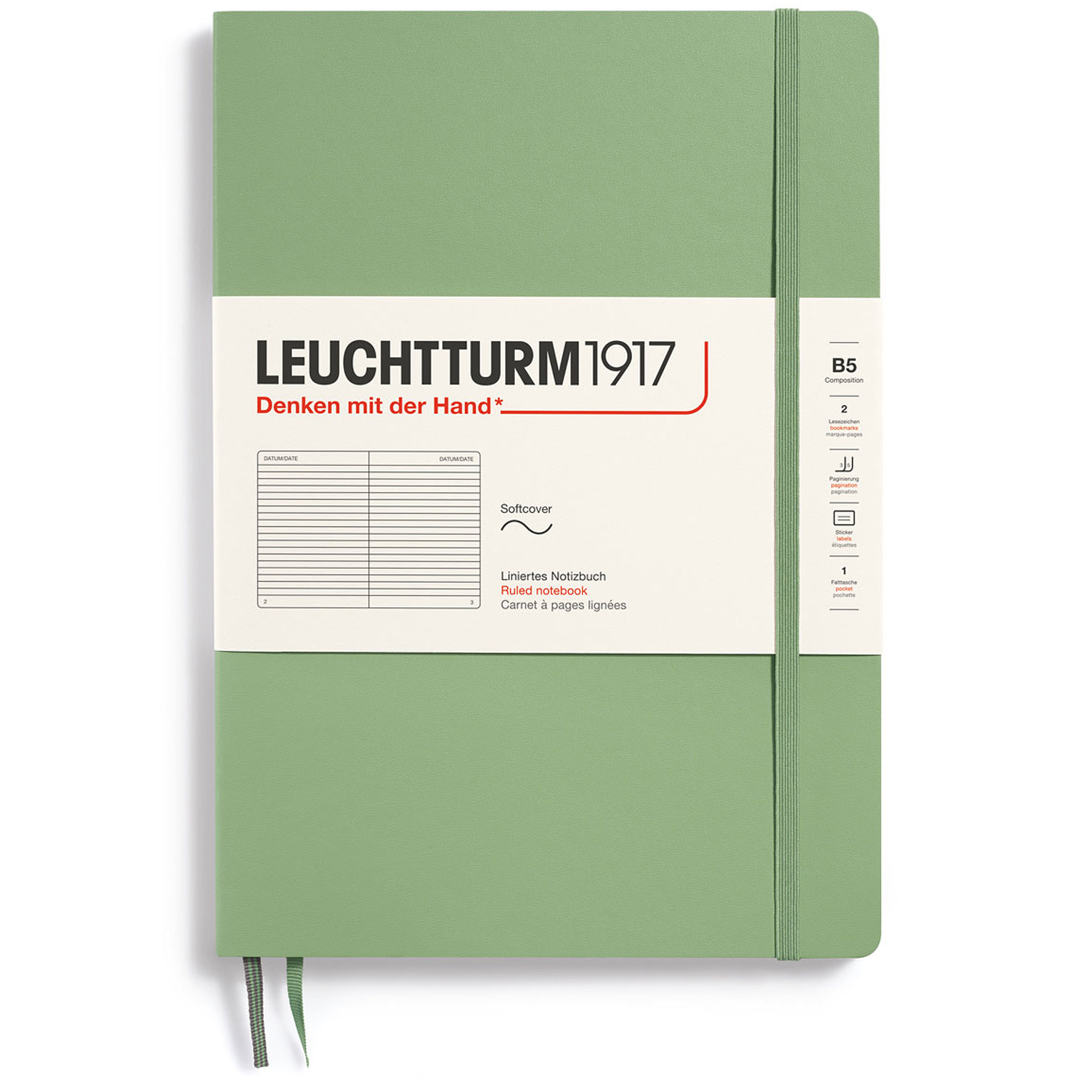 [2634904] Ant.bok B5 soft linj sage