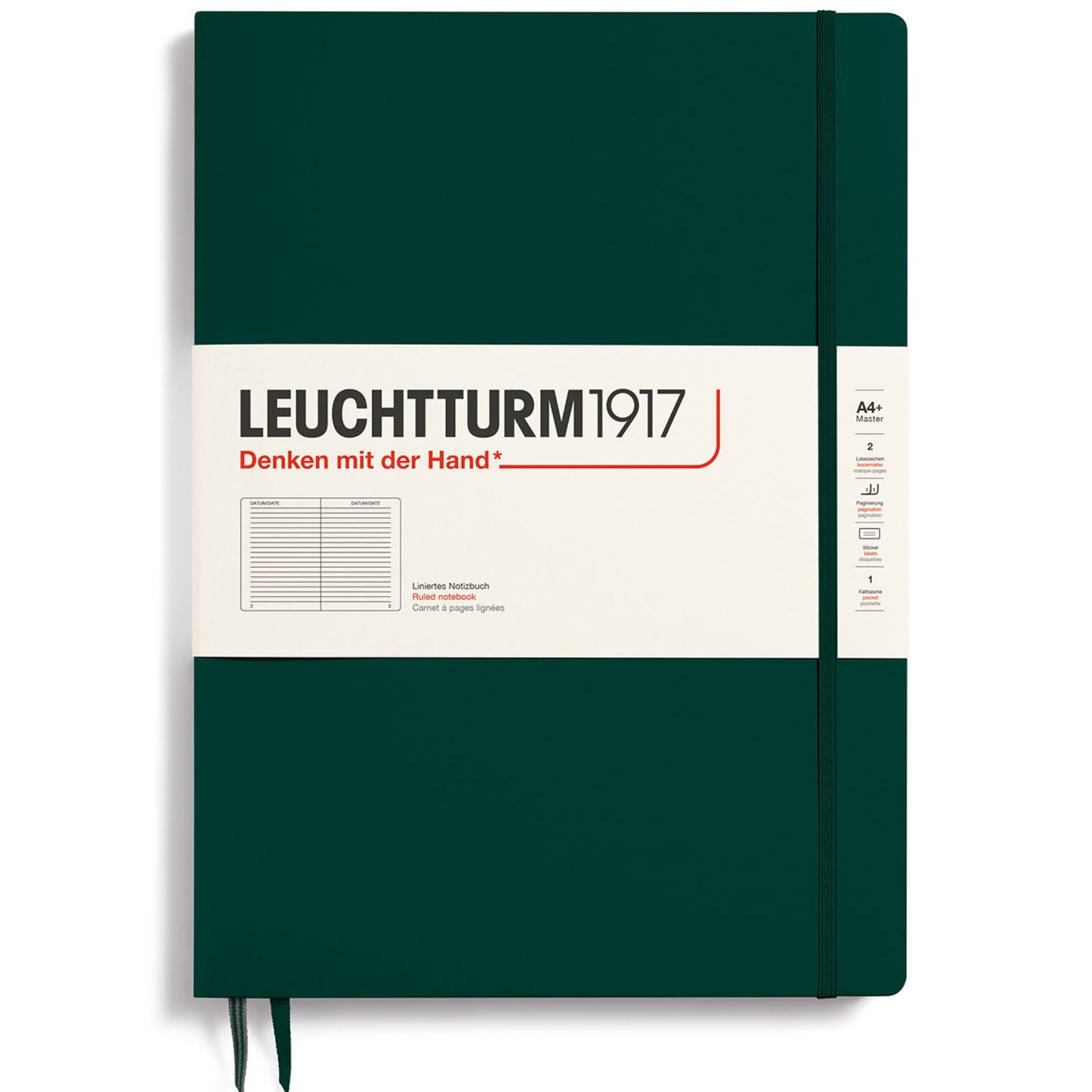 [2634765] Anteckningsbok A4+ linjerad Forest green