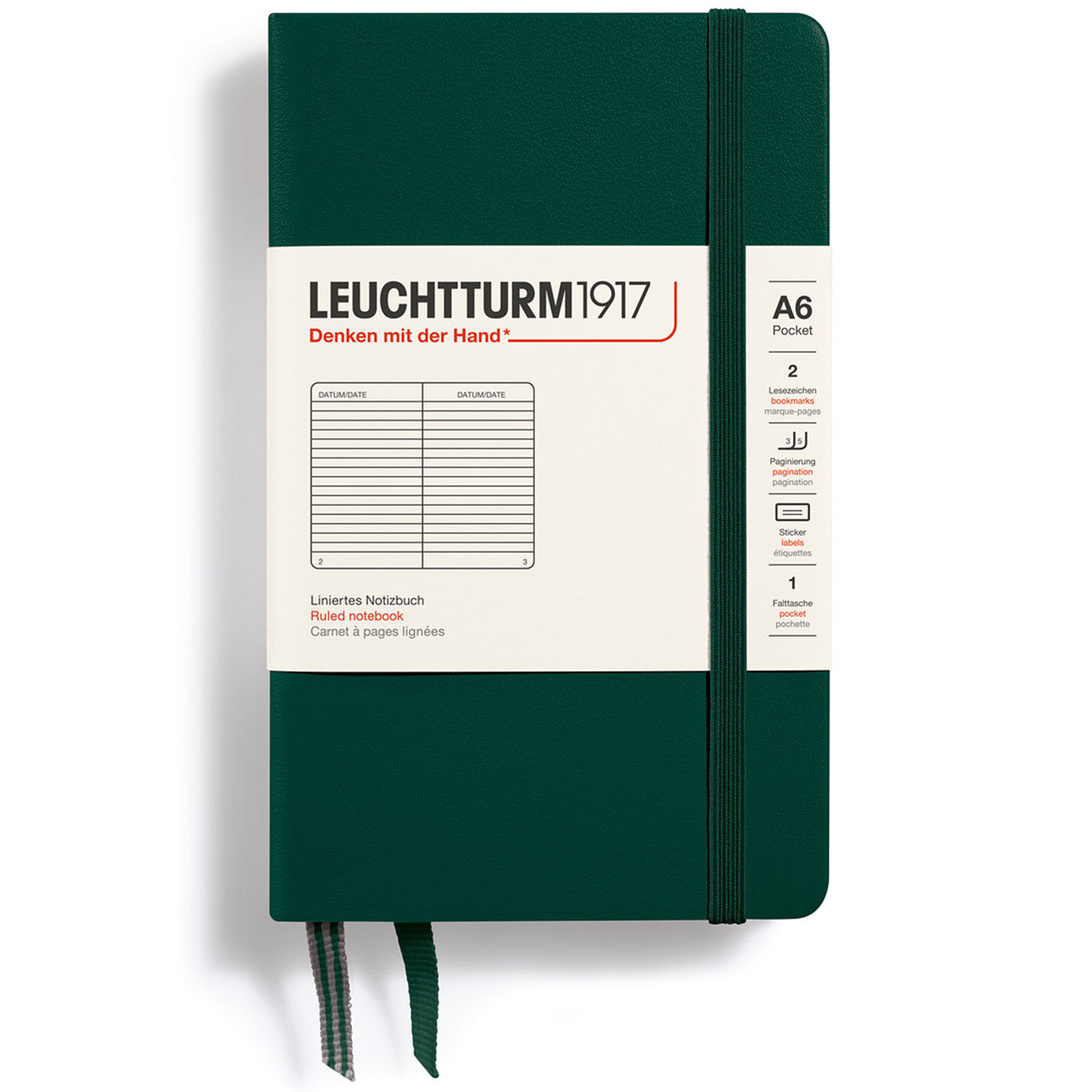 [2634840] Ant.bok A6 h linj forest green