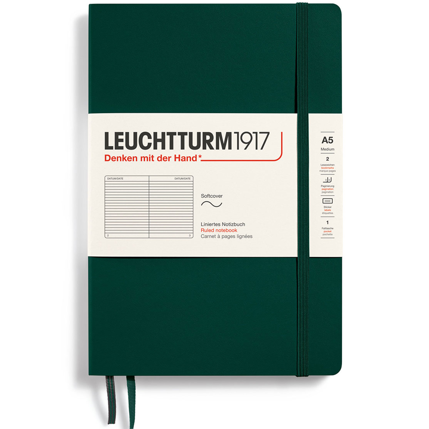 [2634935] Ant.bok A5 s linj forest green