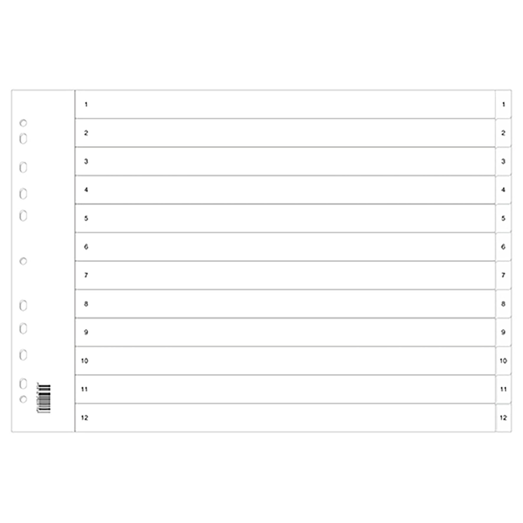 [2680212] Register A3L vit plast flikar 1-12