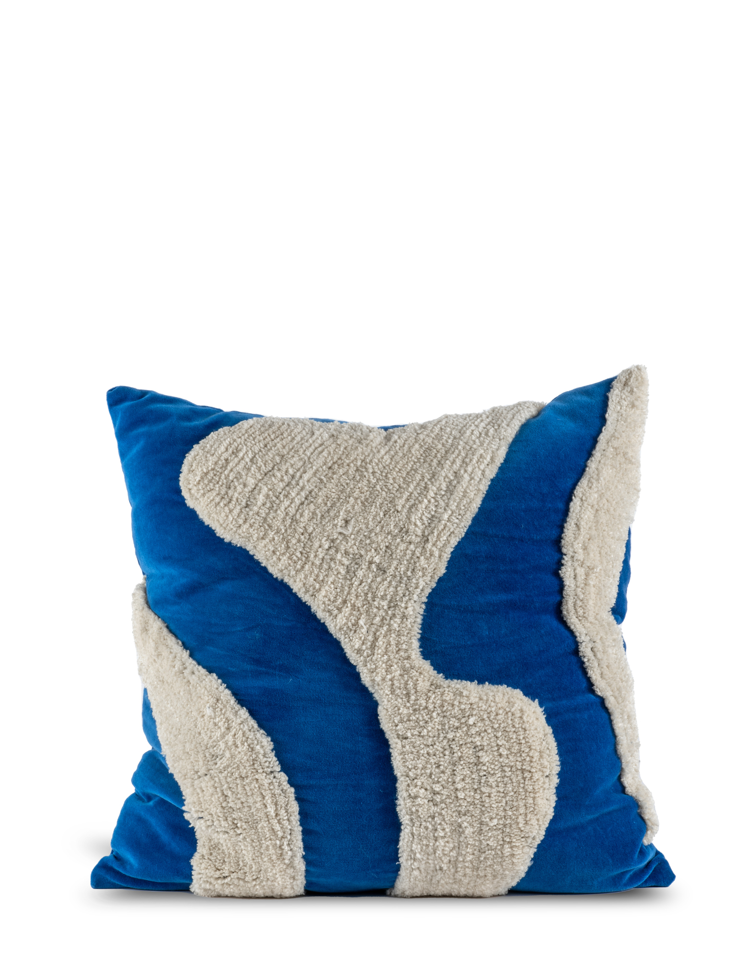 [8563430] Kudde Fluffy Blå/beige 50x50cm