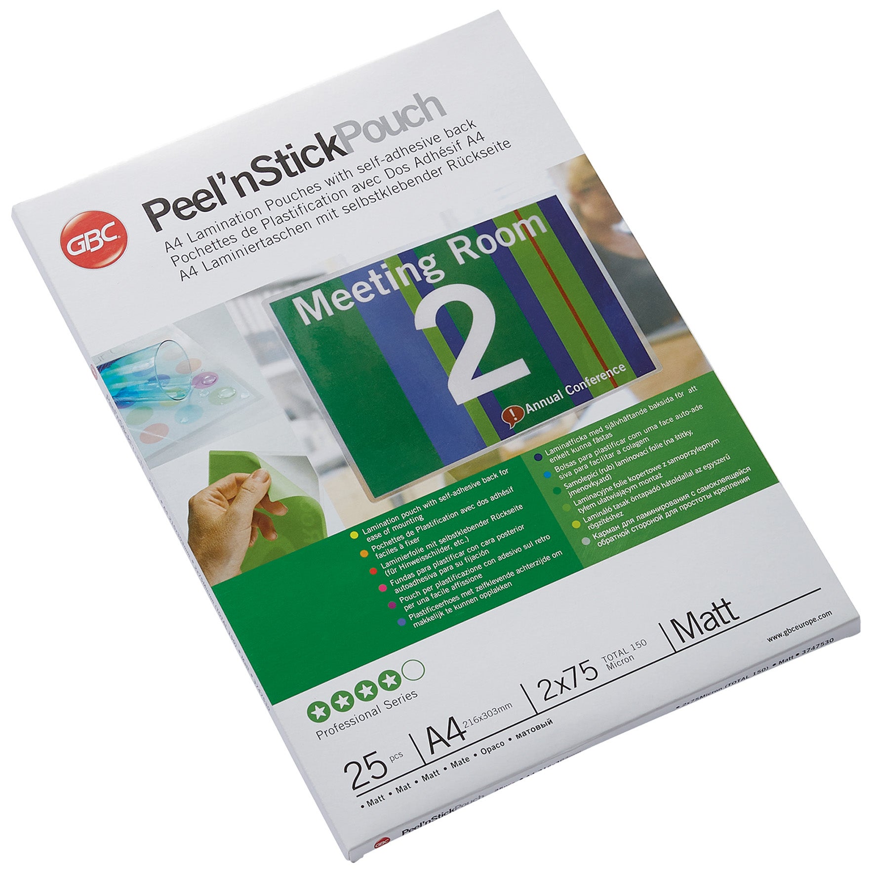 [8566545] Lamineringsfickor Peel'n Stick A4 75 mikron matt 25/fp