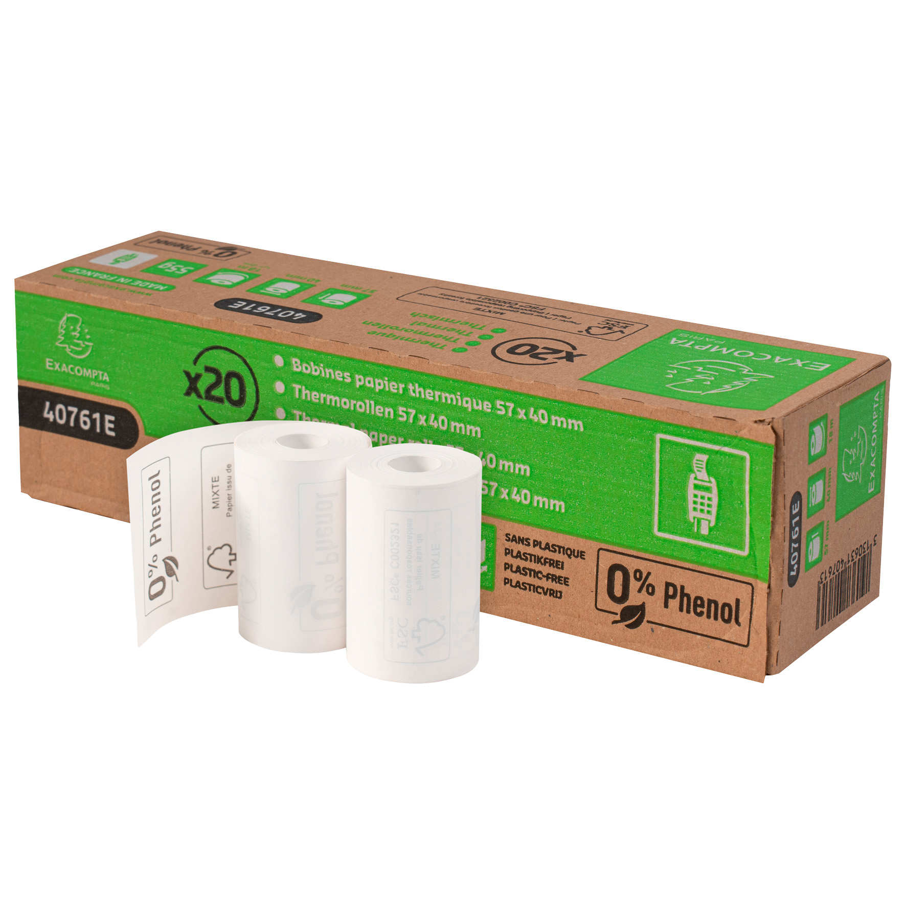 [2550432] Kvittorulle 57x40mm 18m 20/fp