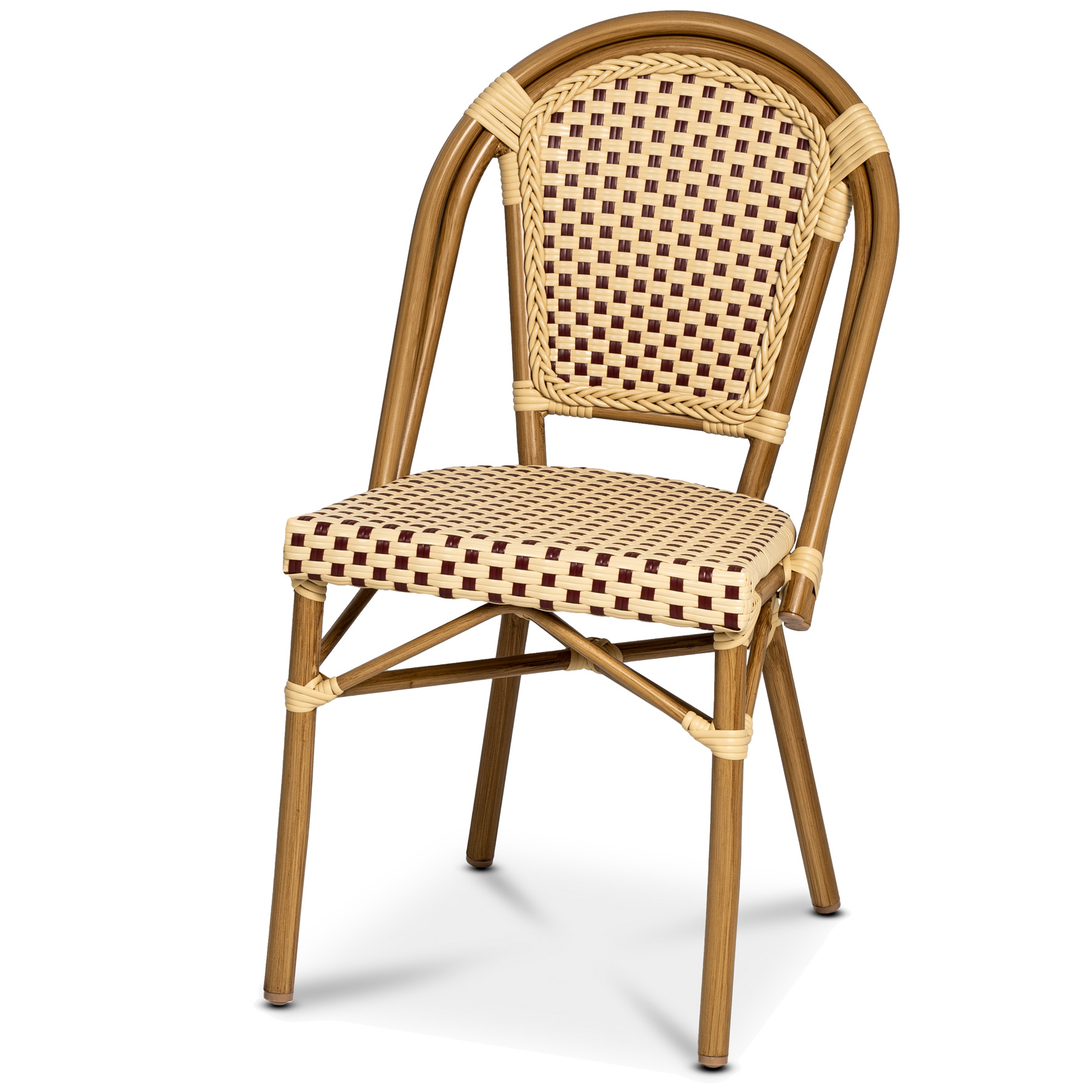 [8566944] Stol Paris Vinröd/creme rottin