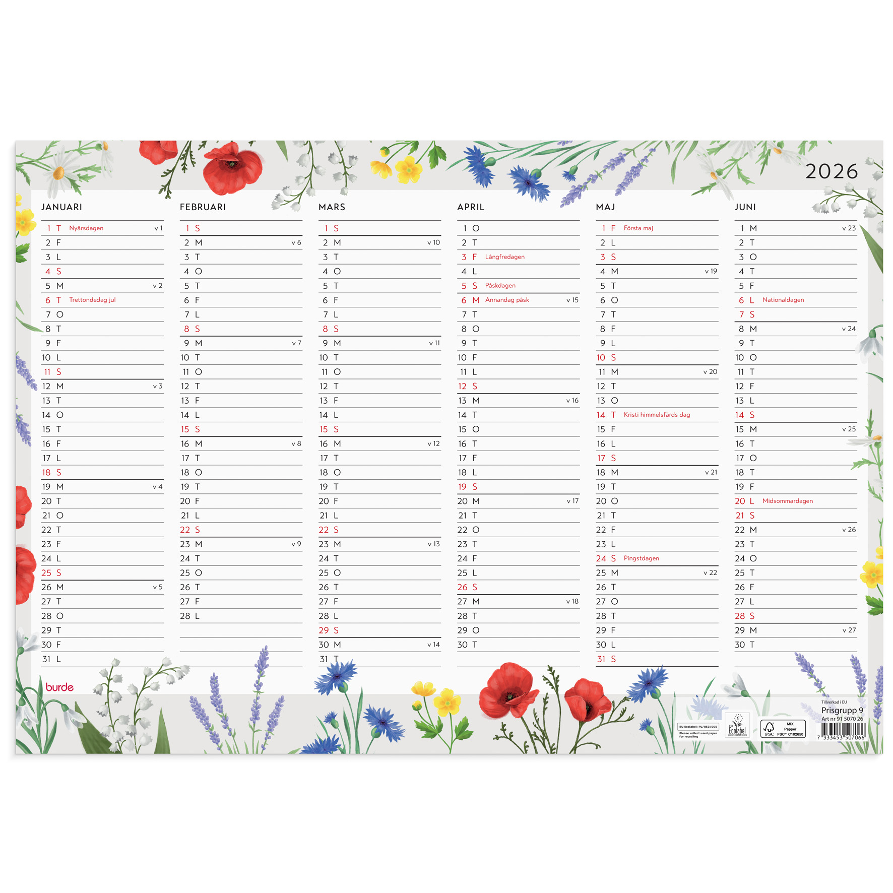 [61507026] Väggblad Blomster 2026