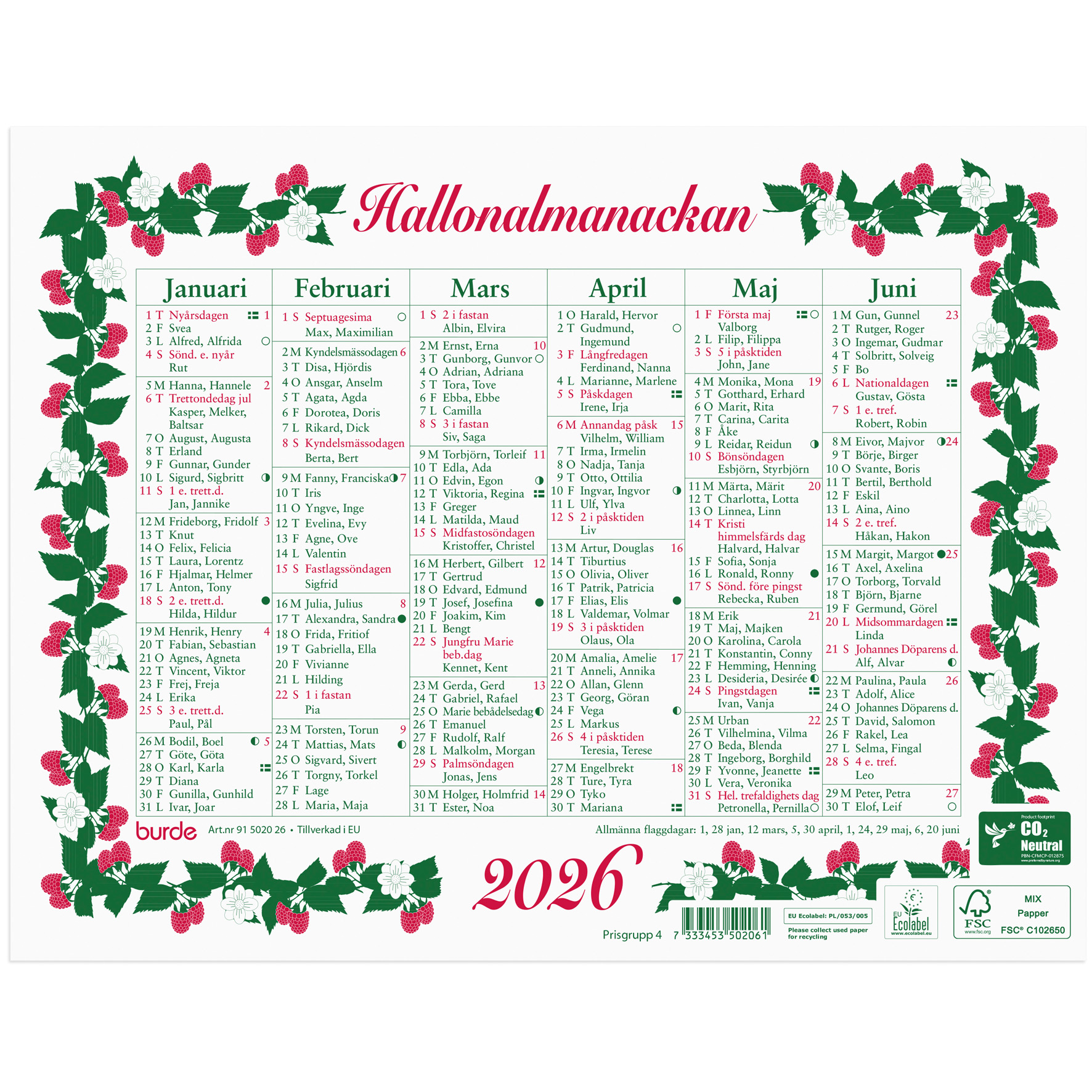 [61502026] Lilla Hallonalmanackan 2026