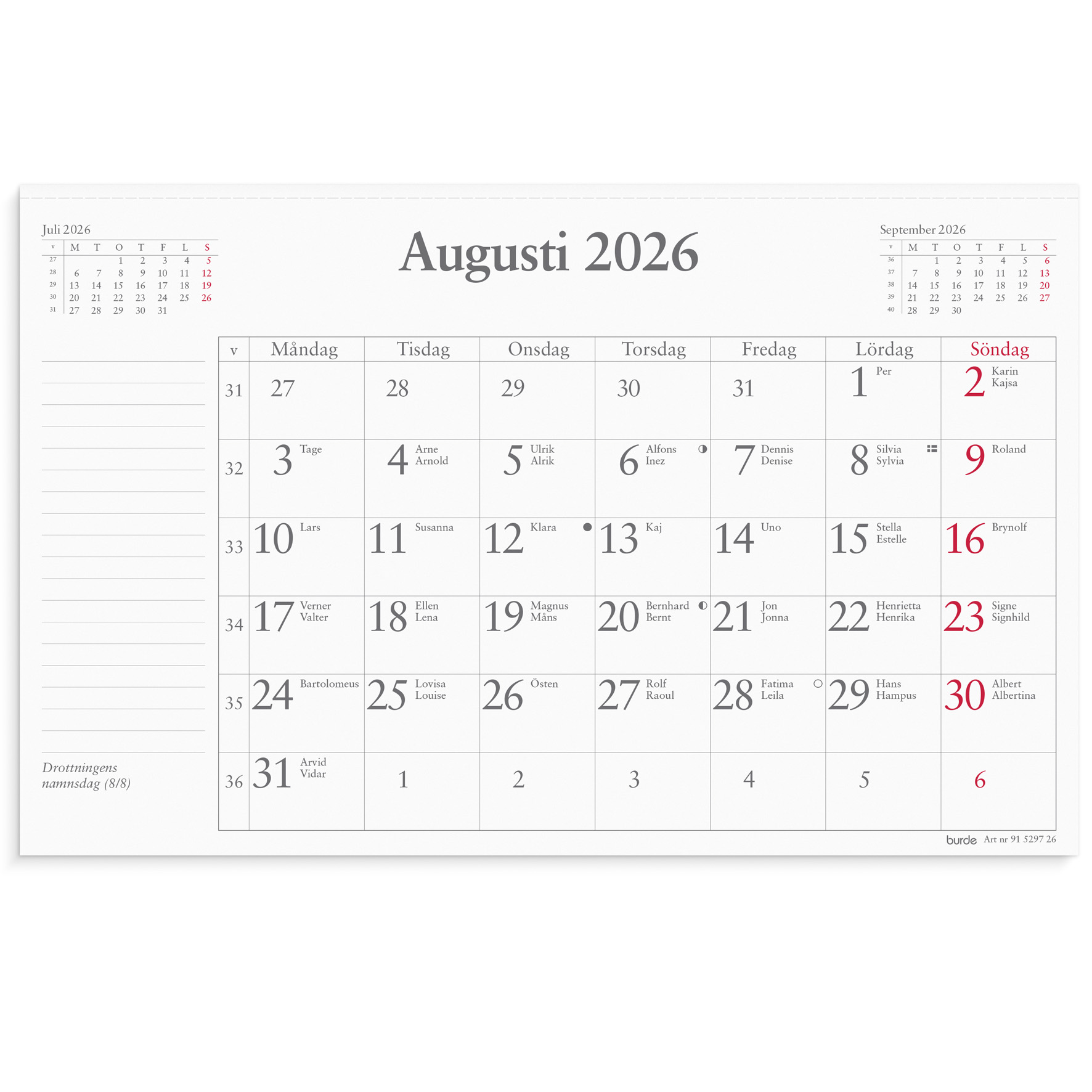 [61529726] Månadsblock 240x152mm 2026