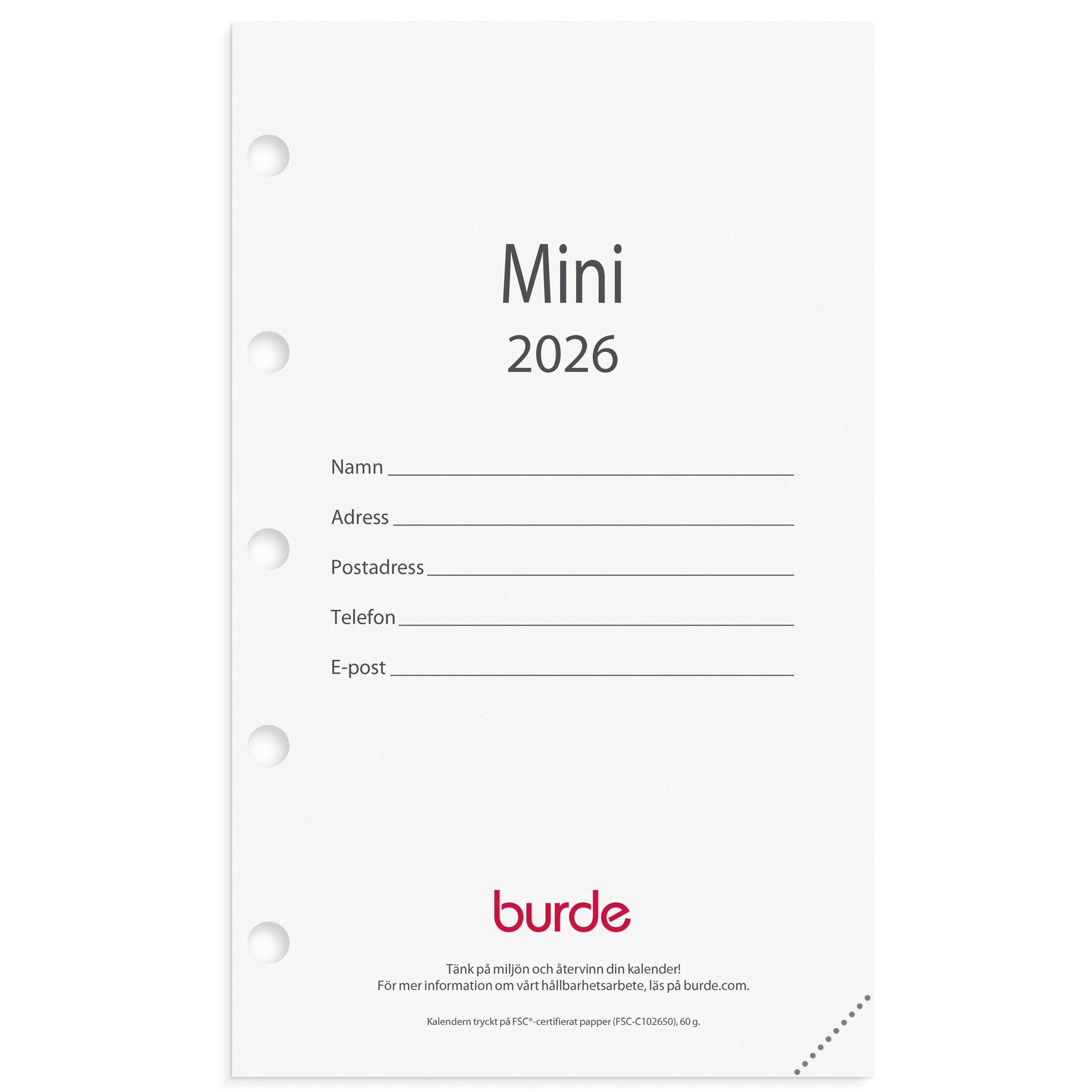 [61410126] Kalender 2026 Mini kal.sats