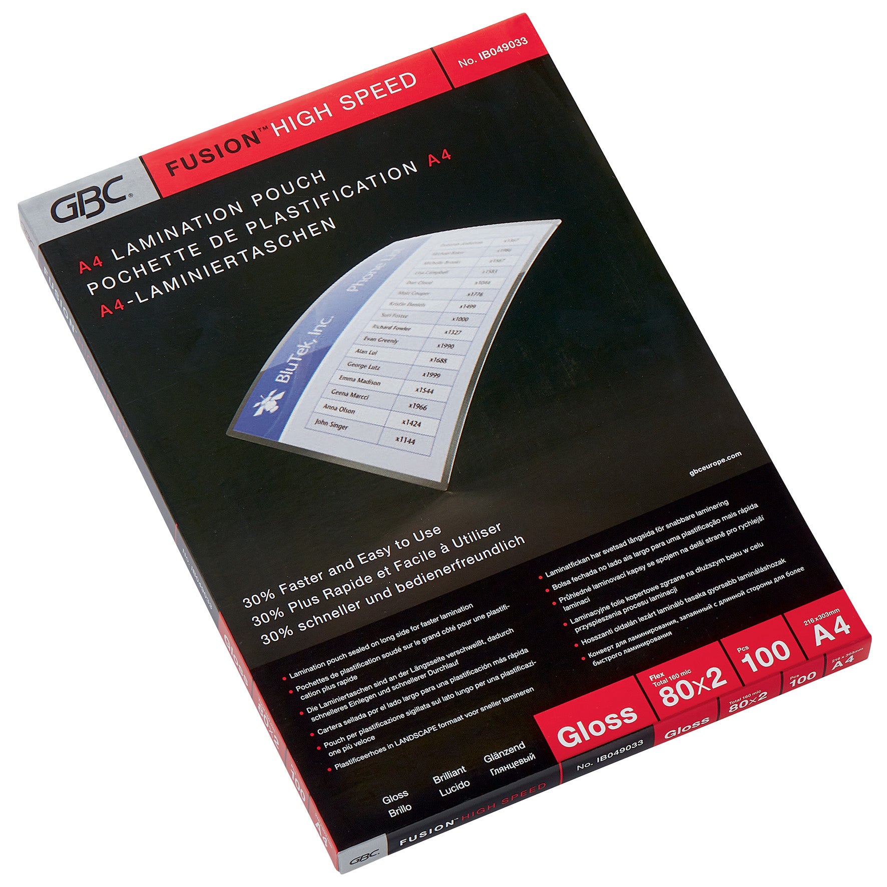 [8566549] Lamineringsfickor A4 HighSpeed 80 mikron gloss 100/fp