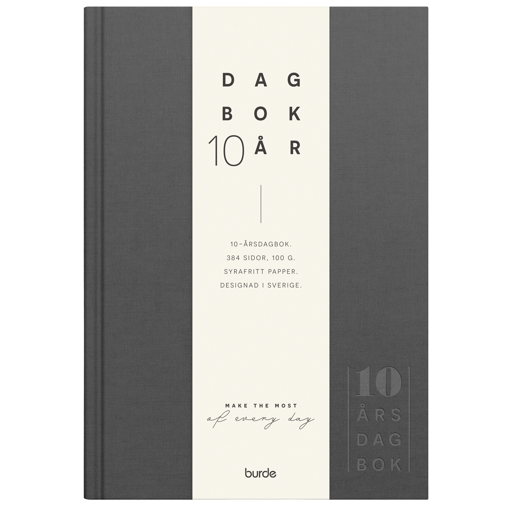 [6021134] 10-årsdagbok mörkgrå linne