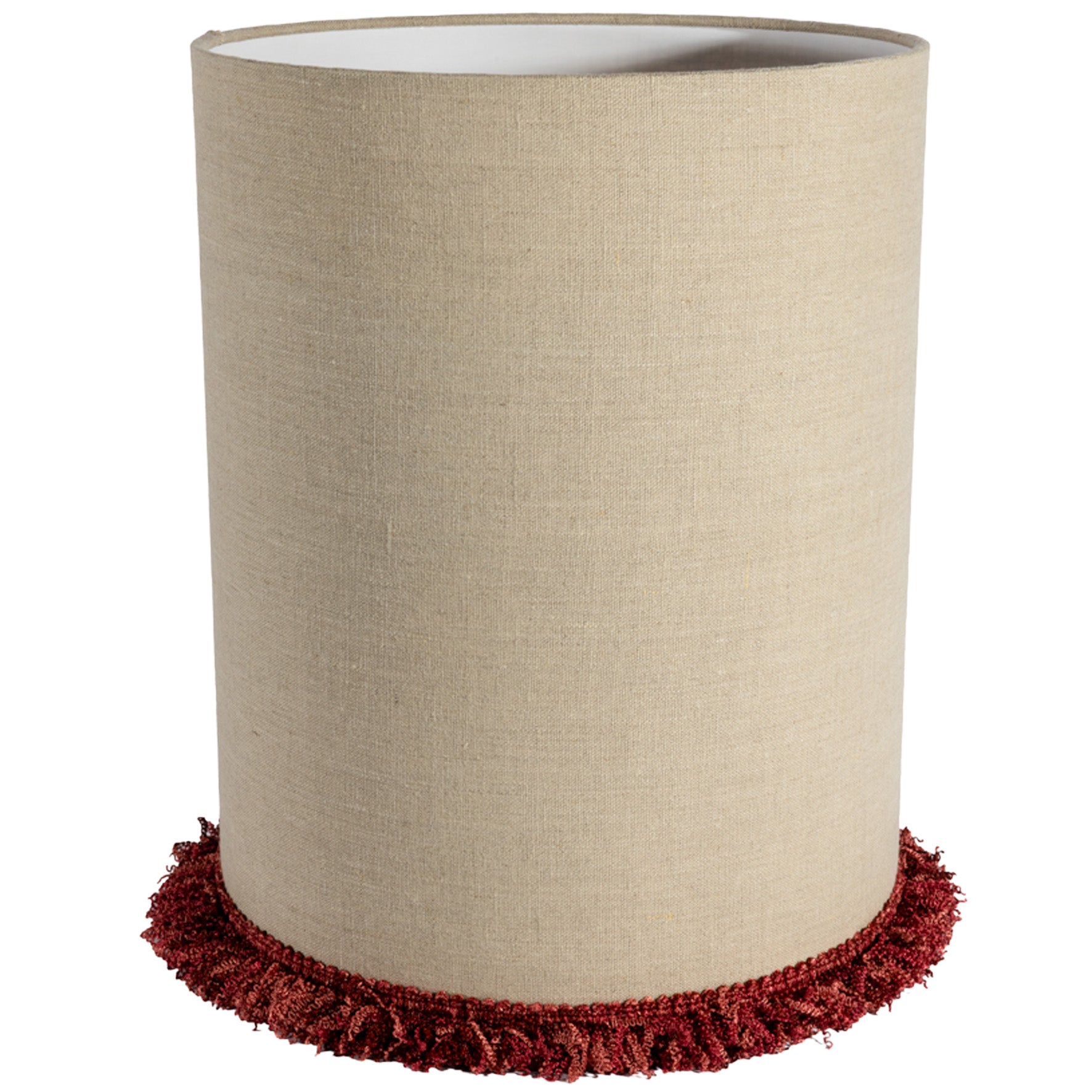 [8567613] Lampskärm Cylinder D29 lin frans vinröd