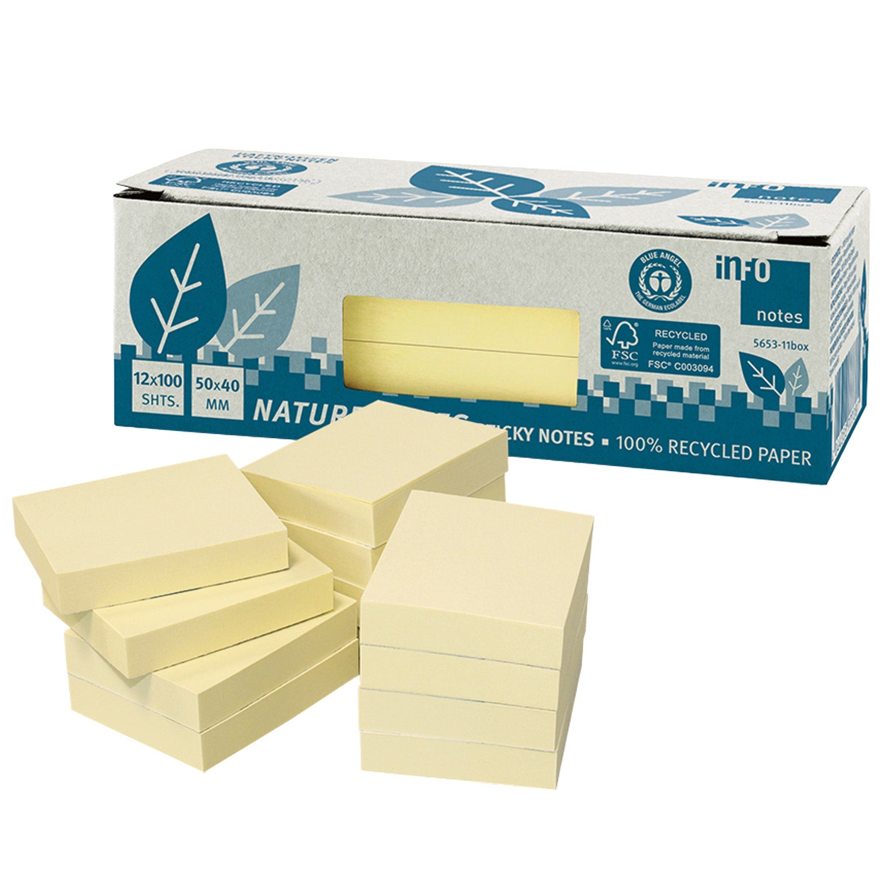 [2631370] Notisblock Recycled 40x50 mm gul 12-pack