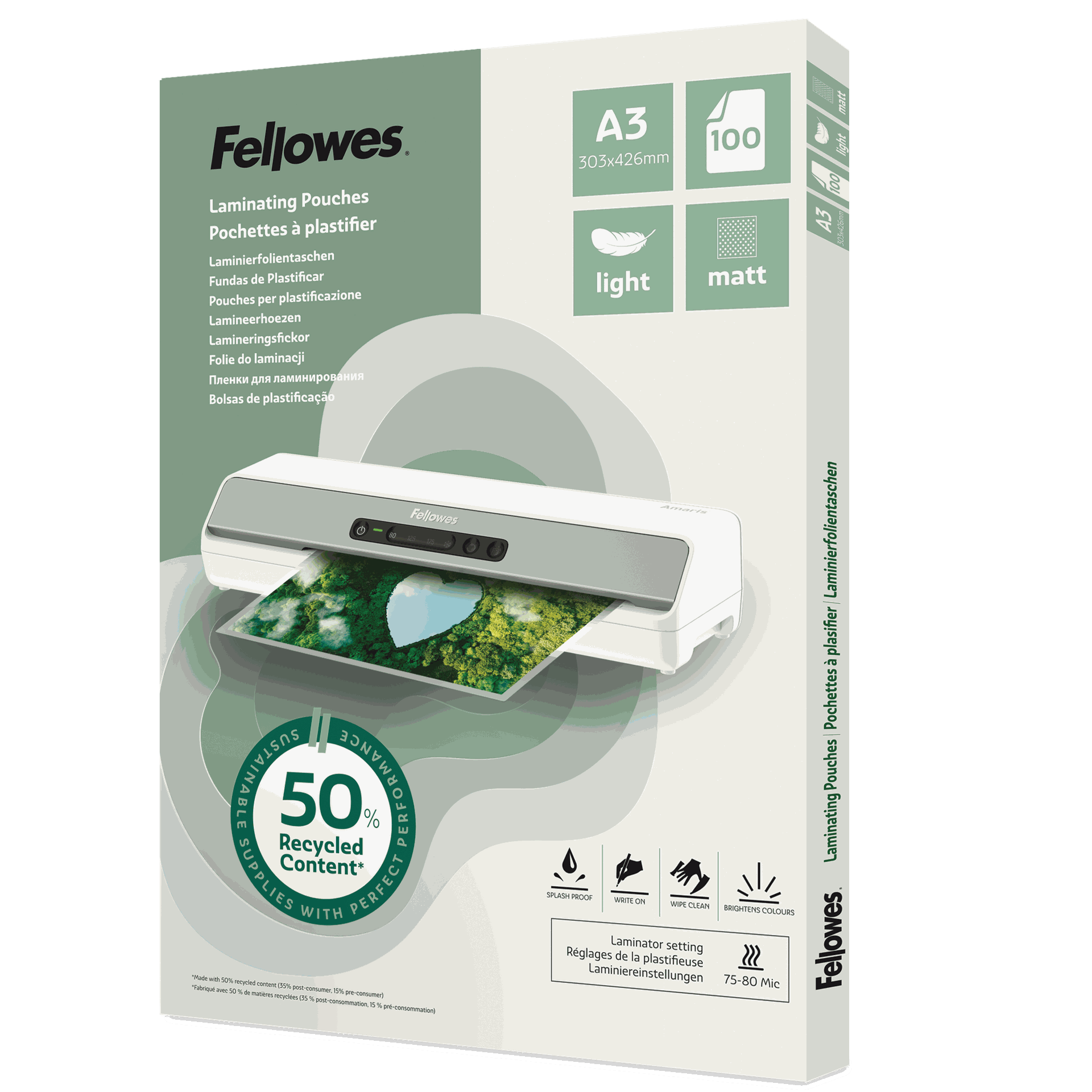 [8567819] Lamineringsfickor Recycled A3 matt 100-pack