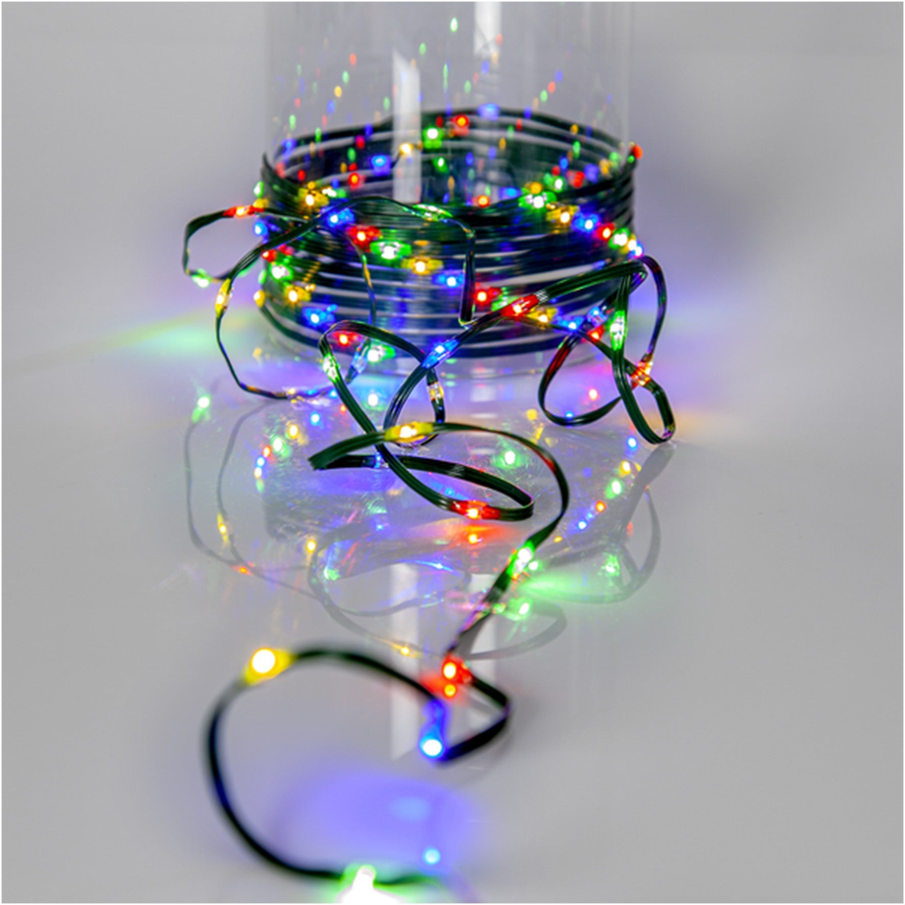 [8565870] Ljusslinga Dew Drop Micro grön 15 m multifärg