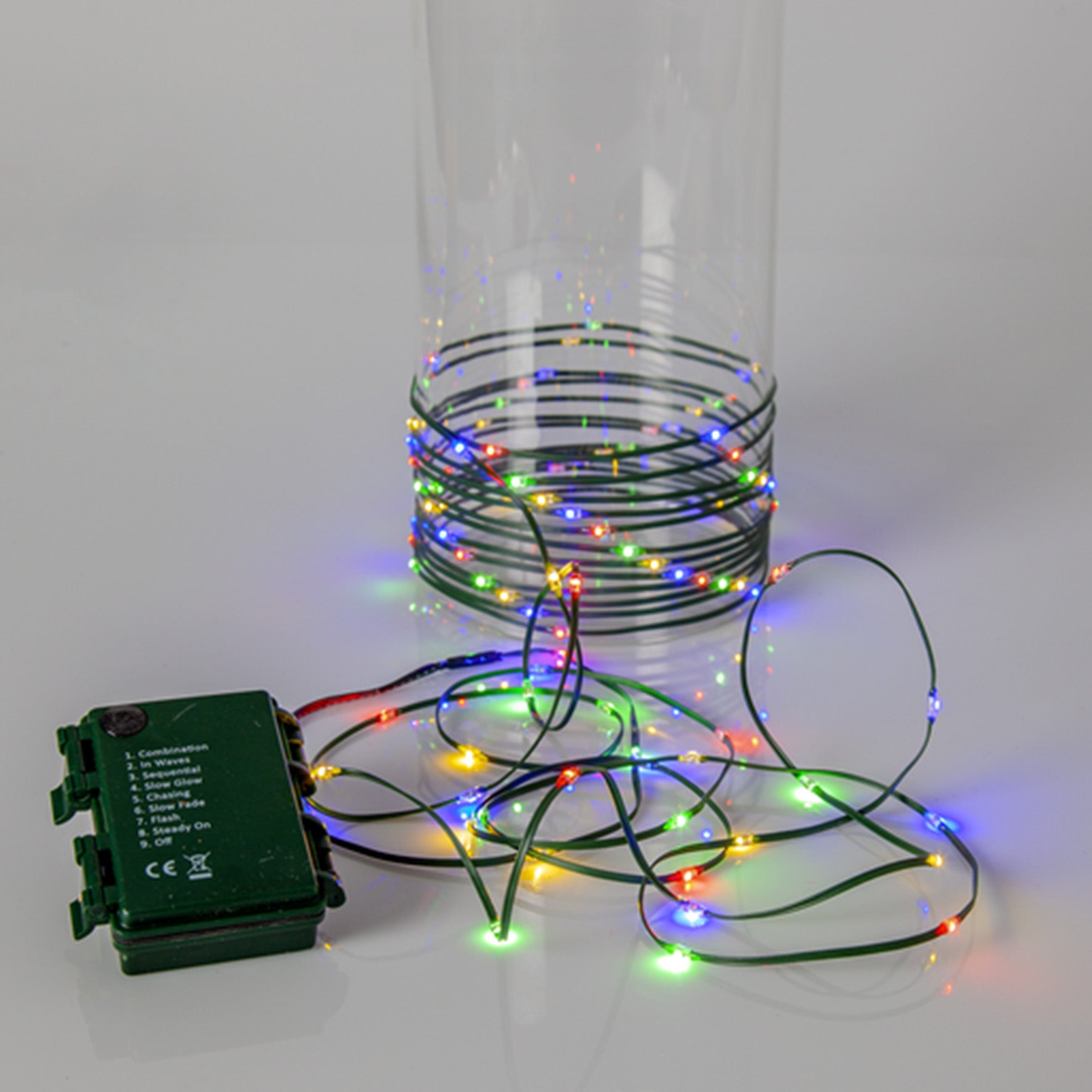 [8565882] Ljusslinga Dew Drop batteri grön 7,2 m multifärg