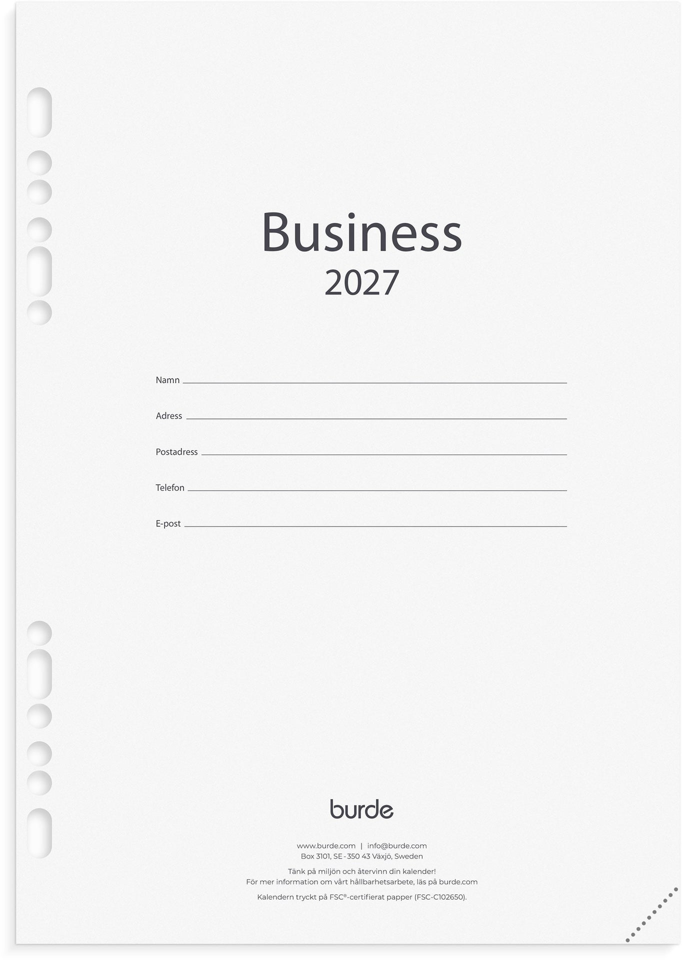 [61480127] Kalendersats Business 2027 Burde