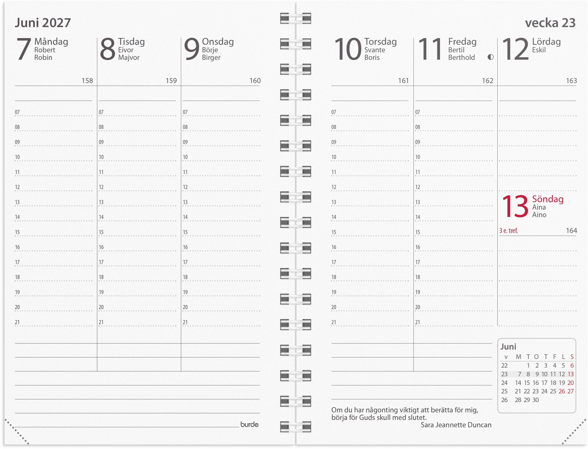 [61334027] Kalender 2027 Prestige refill Burde
