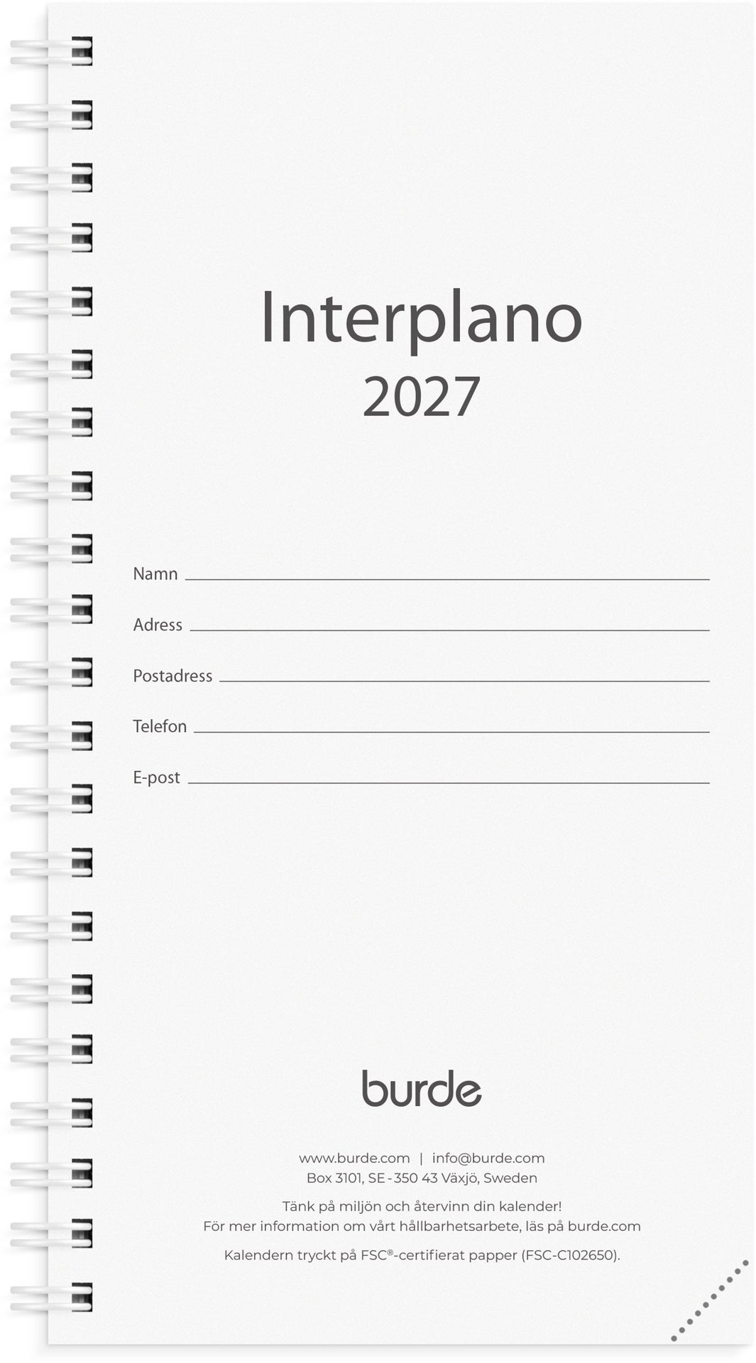 [61364027] Kalender 2027 Interplano refill Burde
