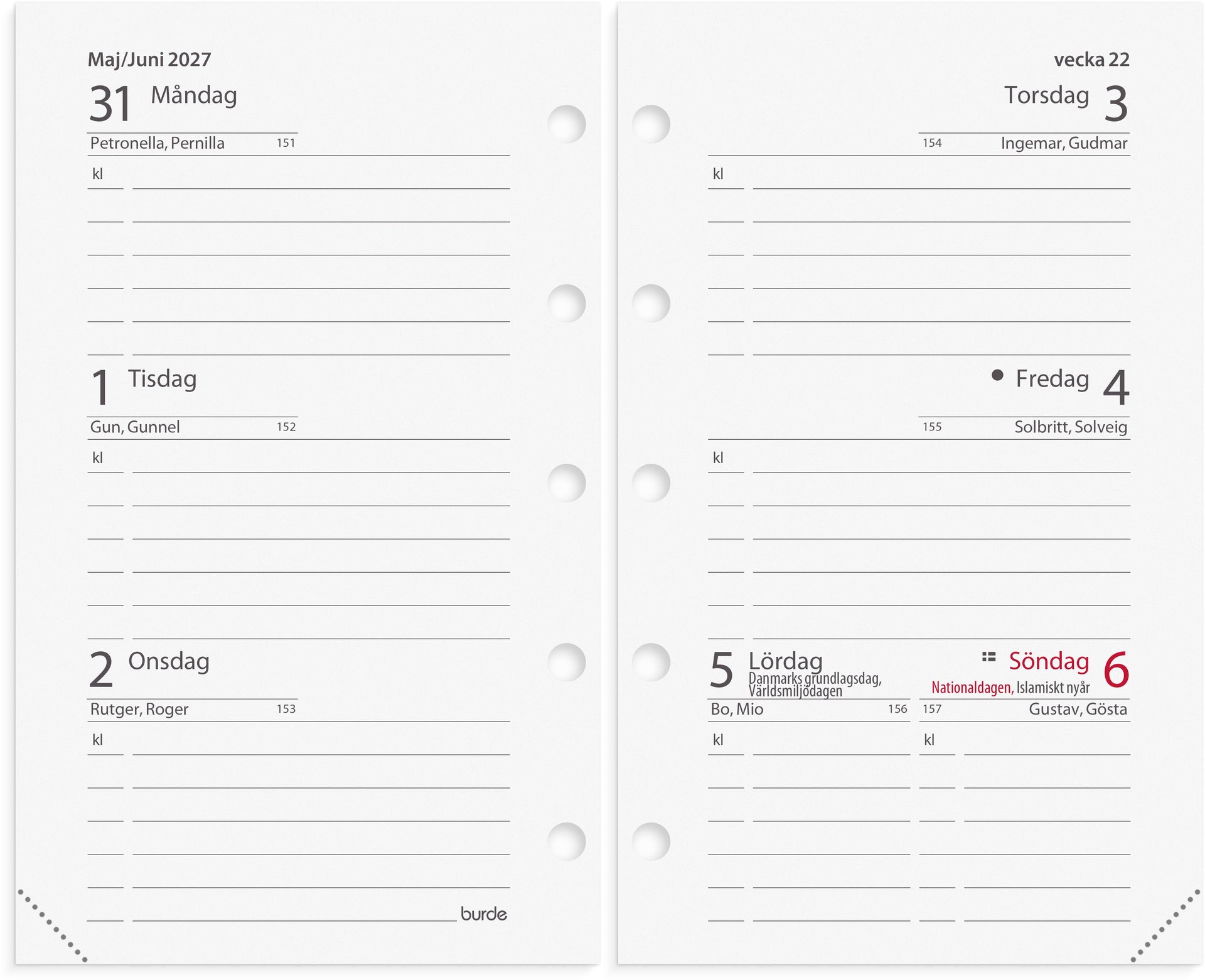 [61410127] Kalendersats Mini 2027 Burde
