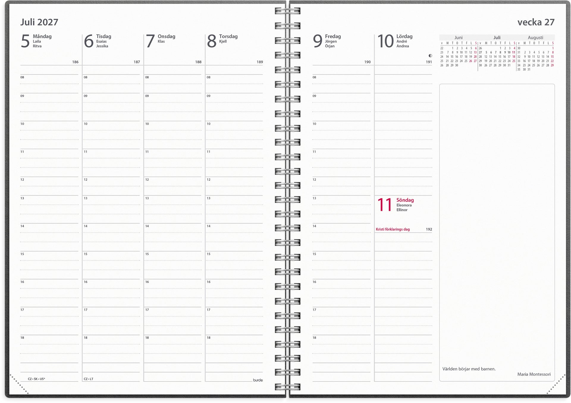 [61104027] Kalender 2027 Business A5 refill Burde