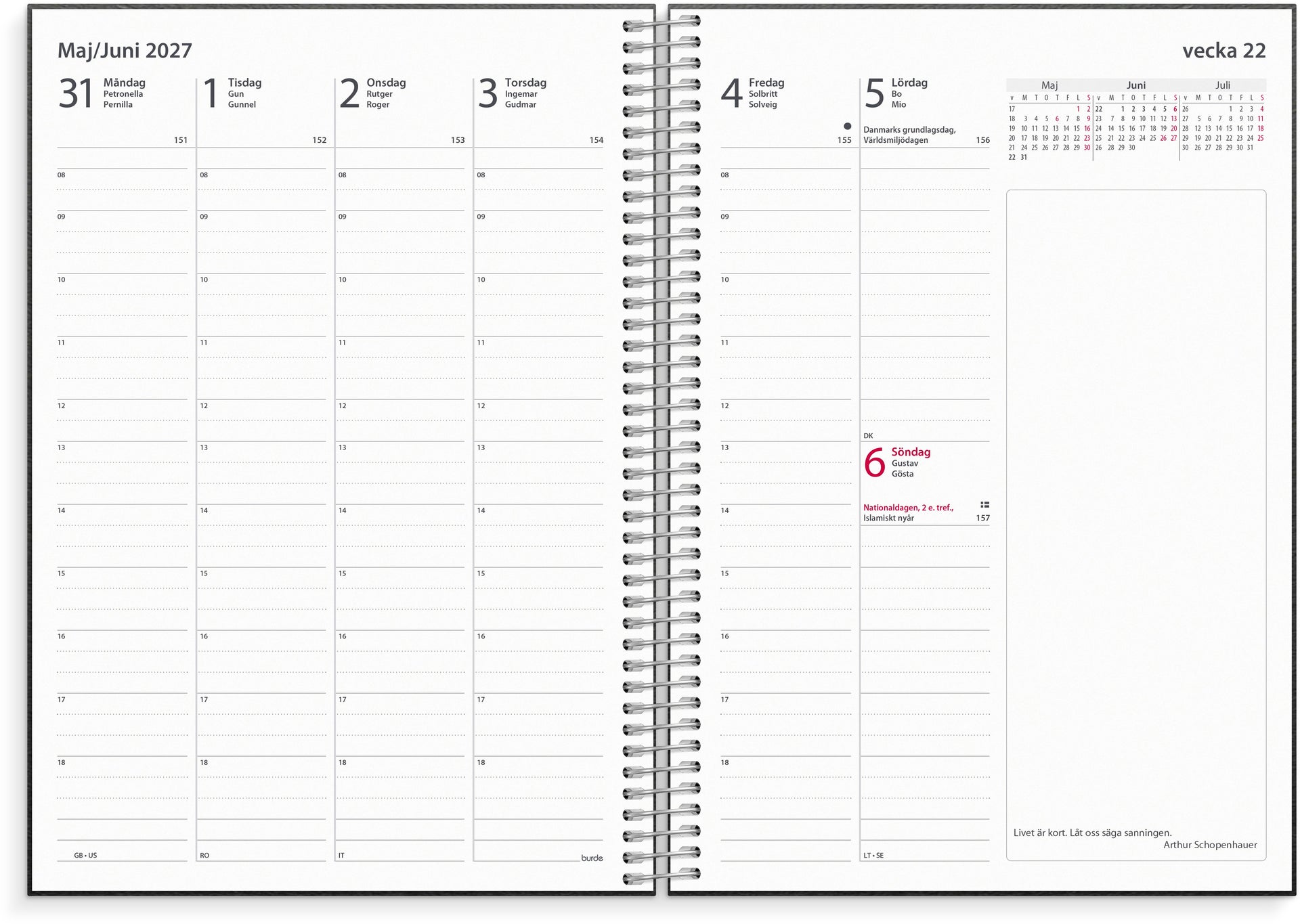 [61105427] Kalender 2027 Business VIP refill Burde
