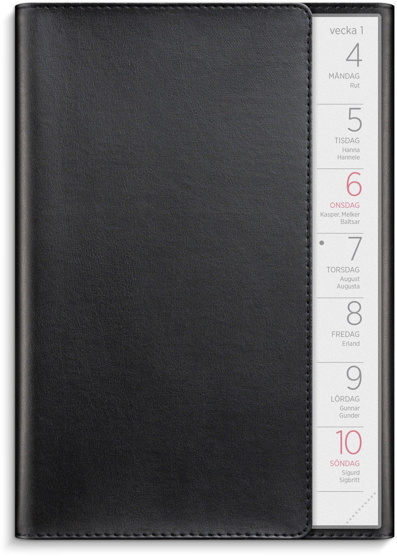 [61110727] Stor Veckokalender 2027 svart konstläder Burde