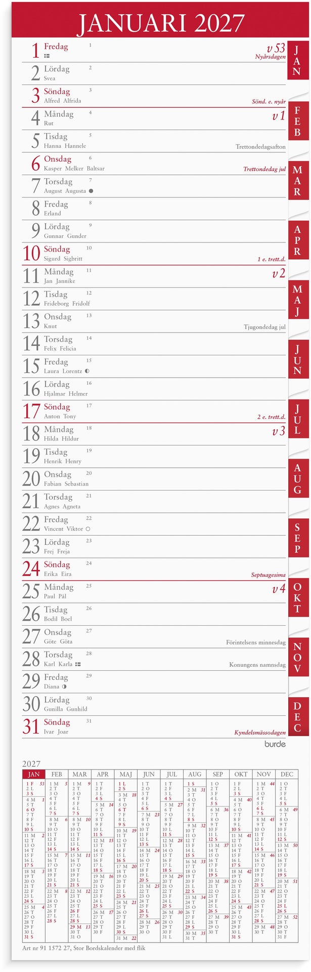 [61157227] Stor Bordskalender 2027 flik Burde