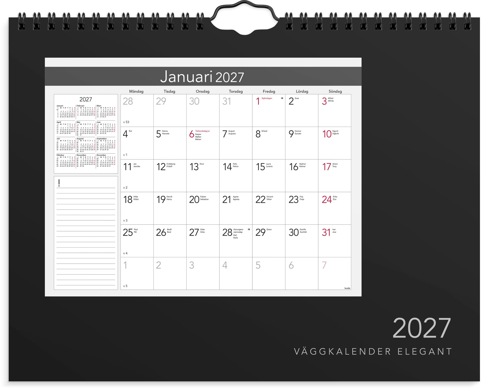 [61170827] Väggkalender 2027 Elegant Burde