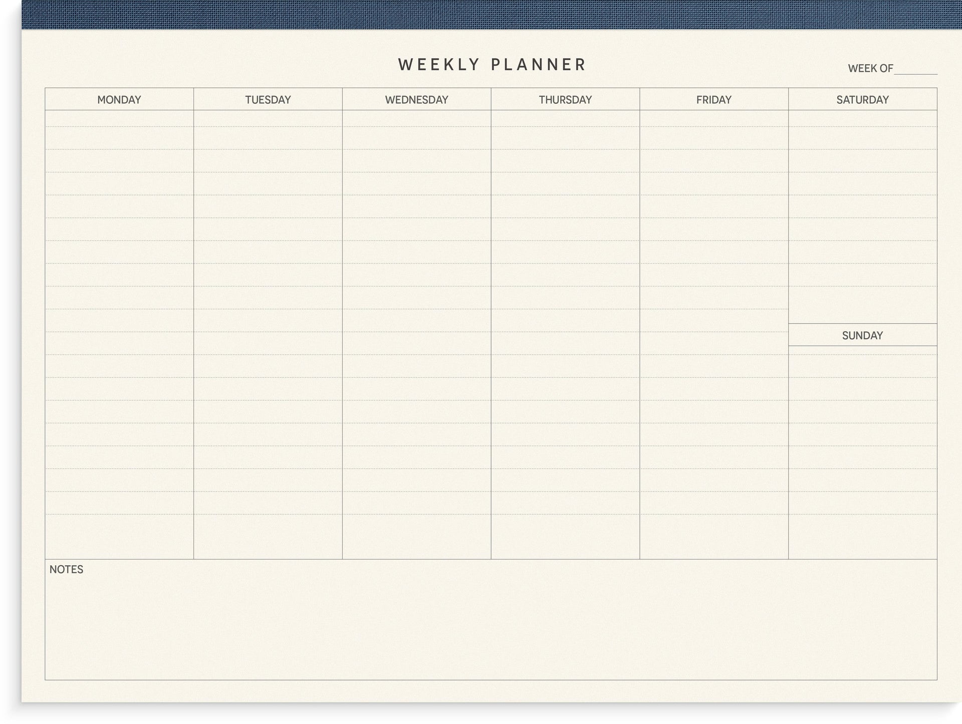 [2610122] Perforerat block Weekly planner