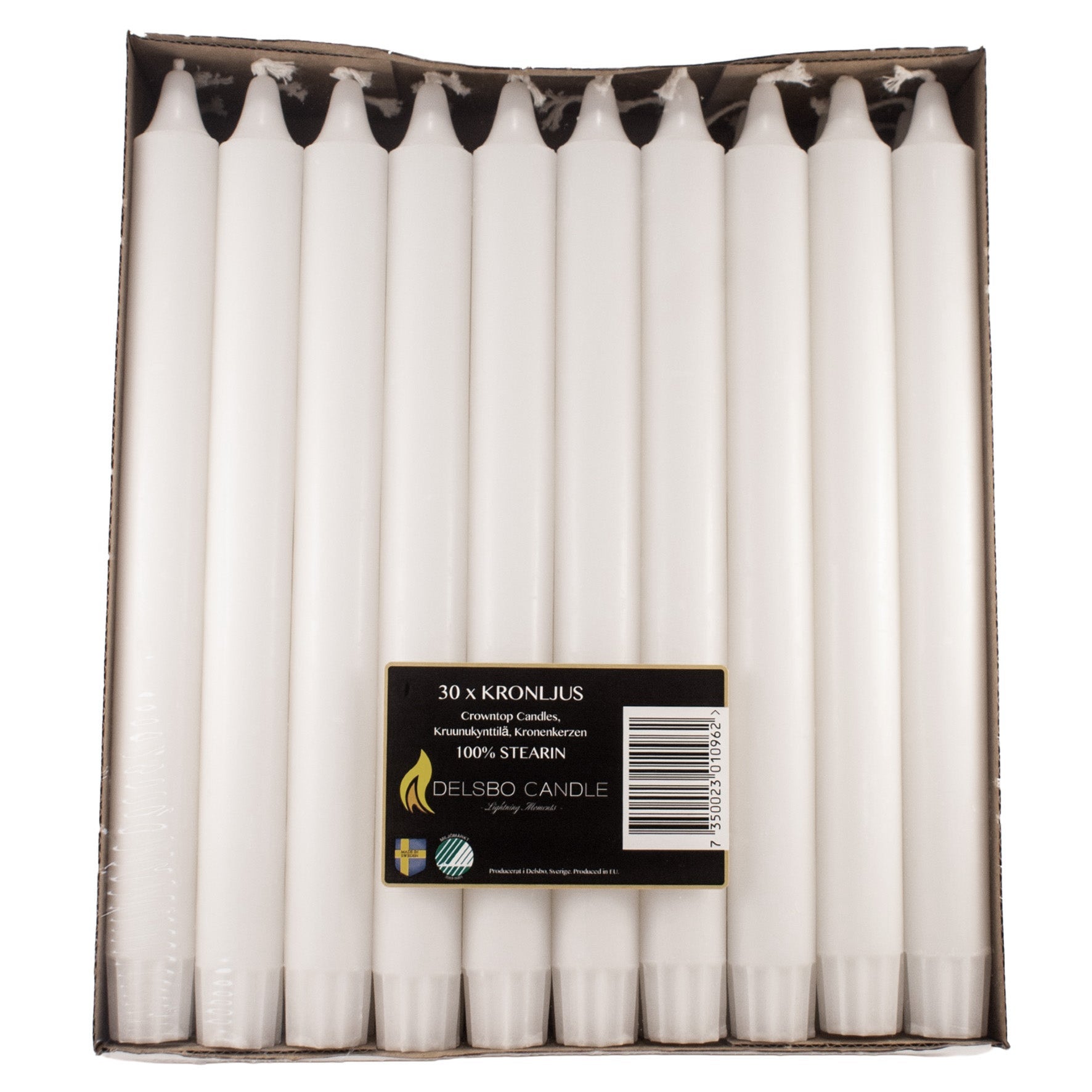 [8567536] Kronljus 100% stearin 25 cm Delsbo 30-pack