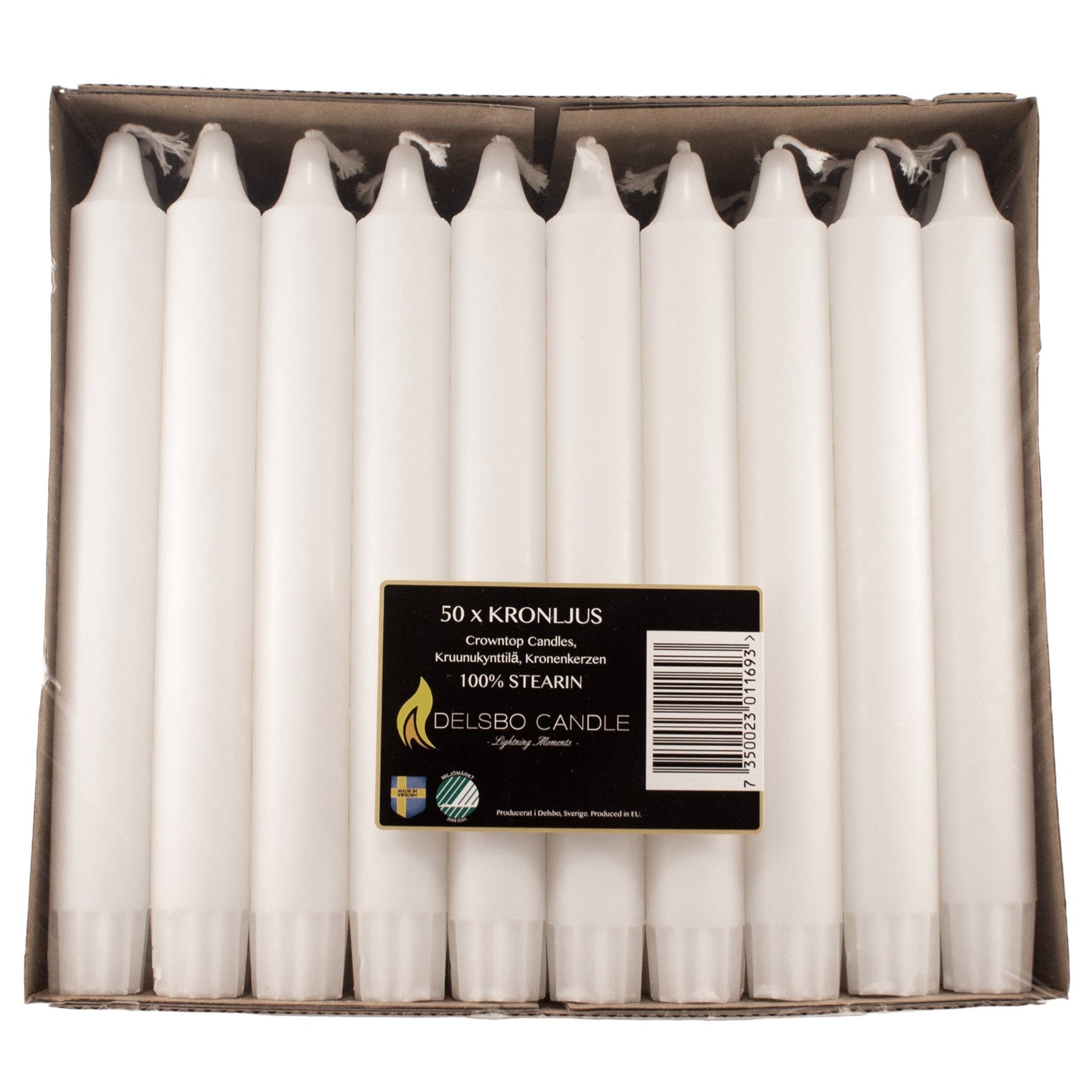 [8567537] Kronljus 100% stearin 20 cm Delsbo 50-pack
