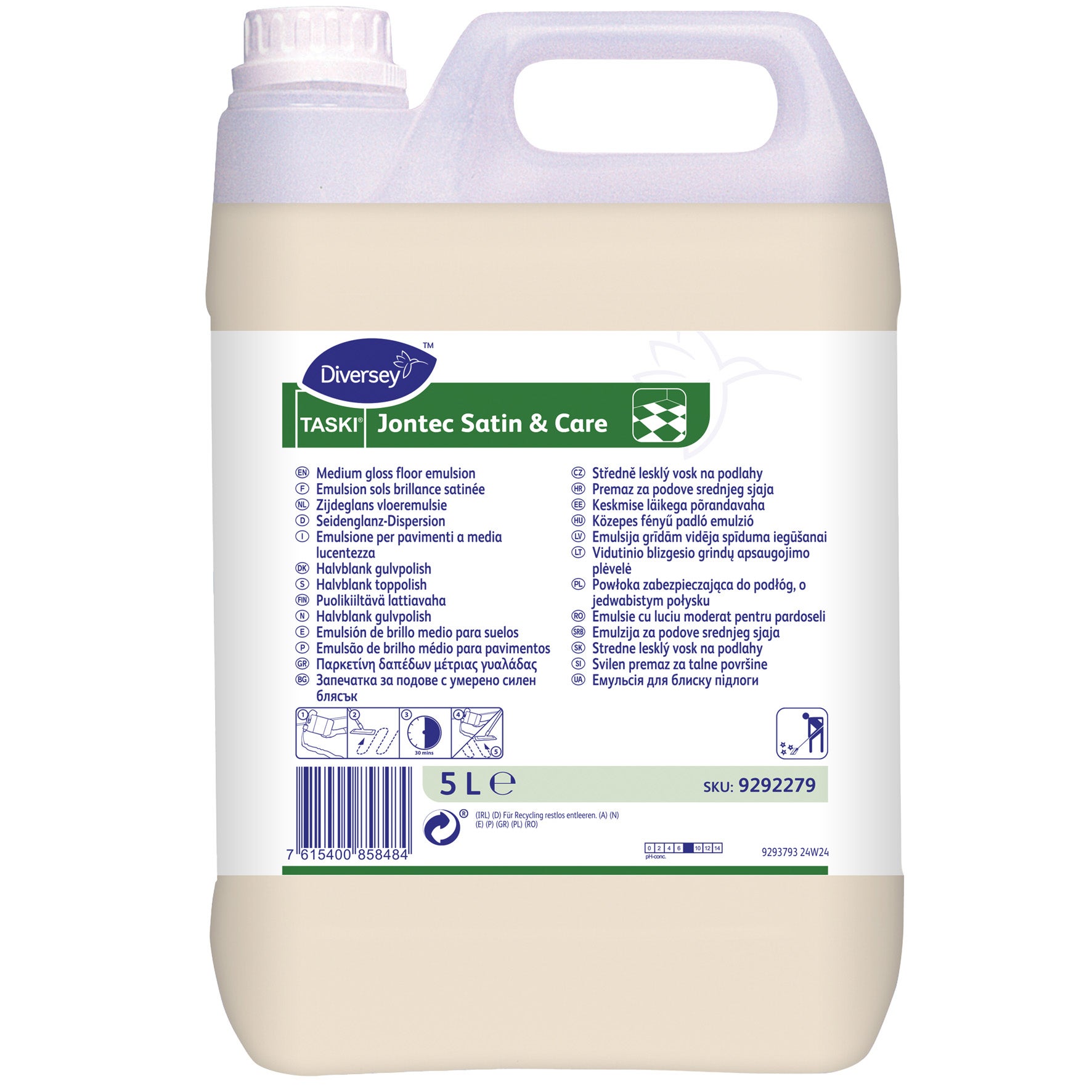 [8566593] Golvpolish halvblank Jontec Satin & Care 5 liter W1779