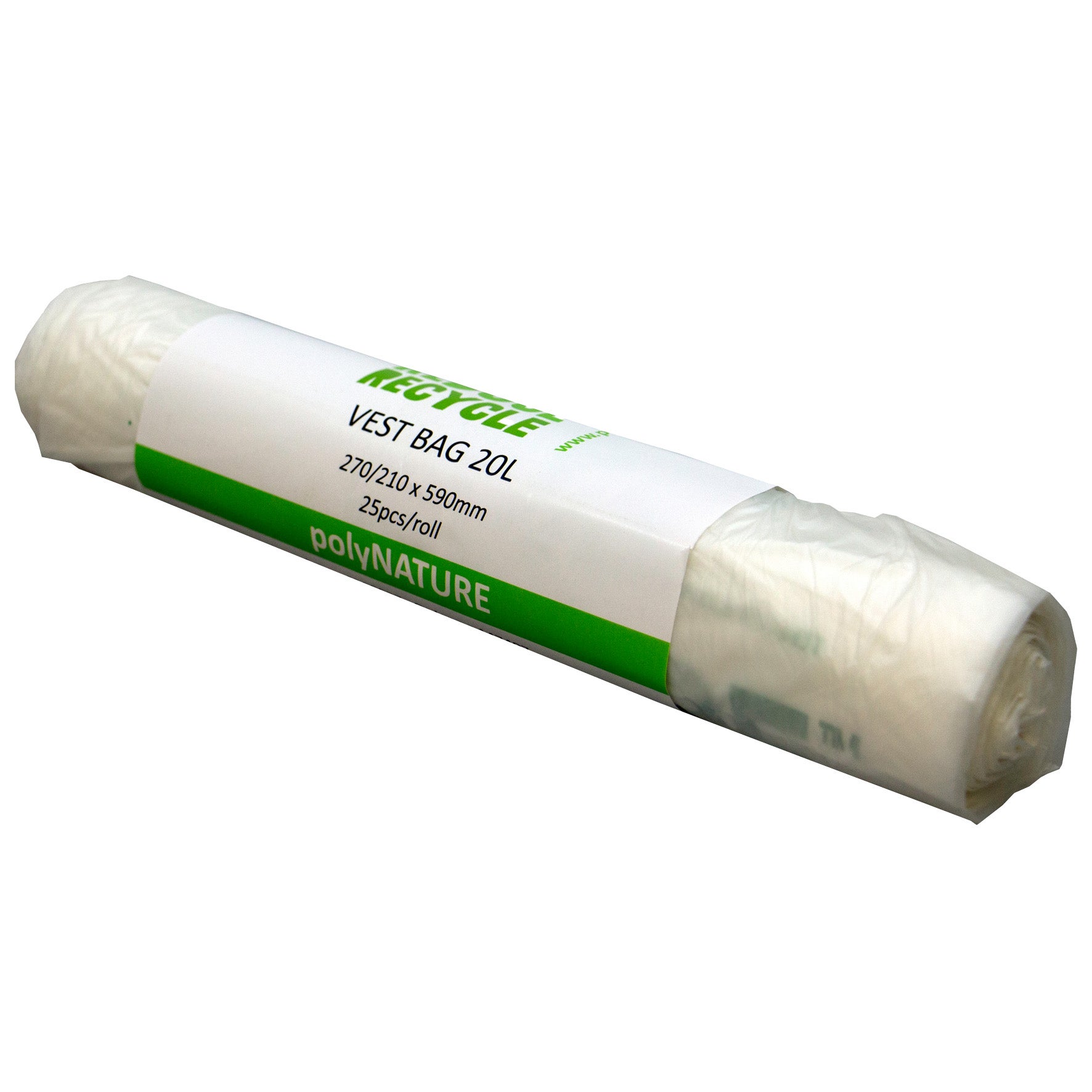 [8566895] Soppåse Polynature 20 liter vit 25/rulle