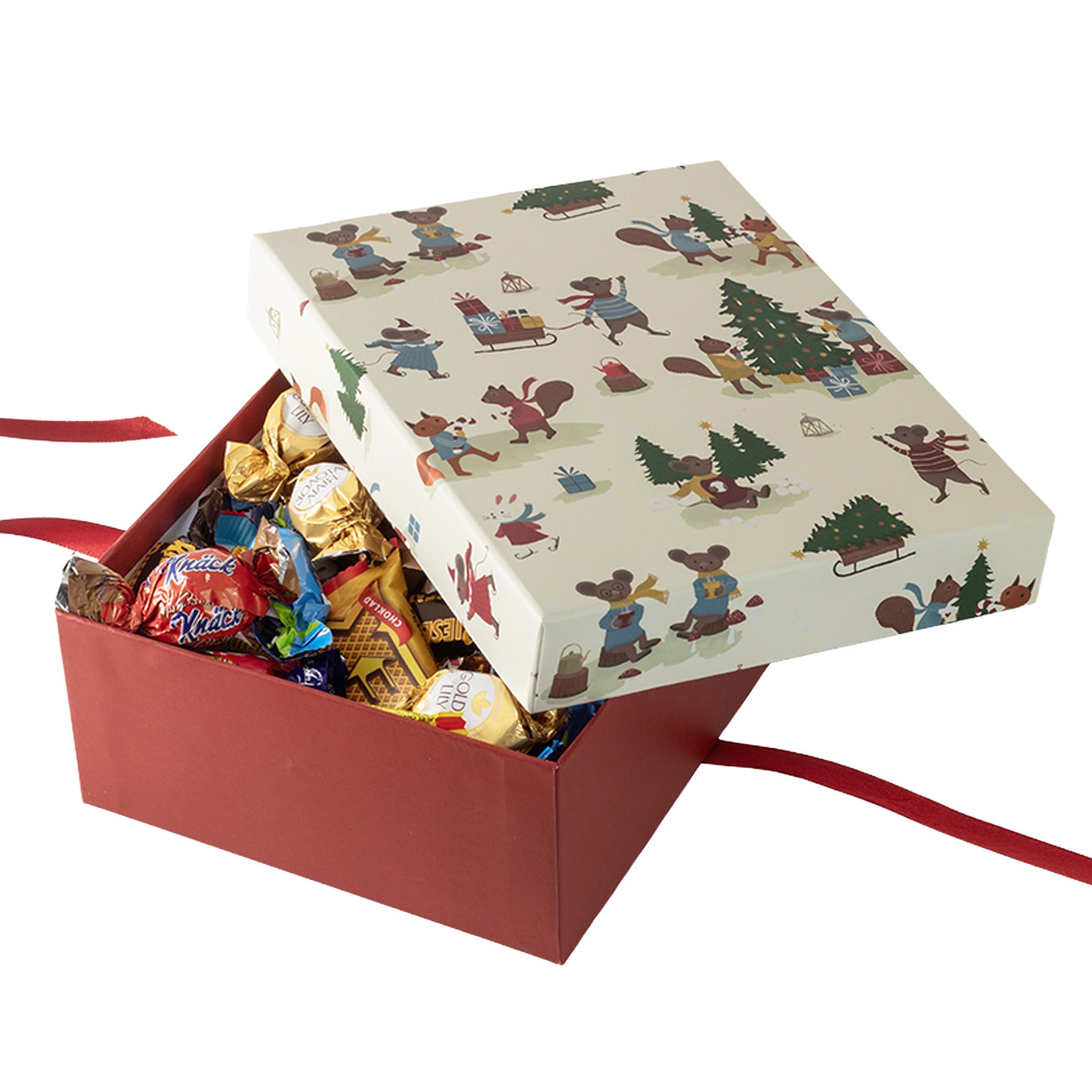 [8568500] Julbox med inslaget godis 1000 g